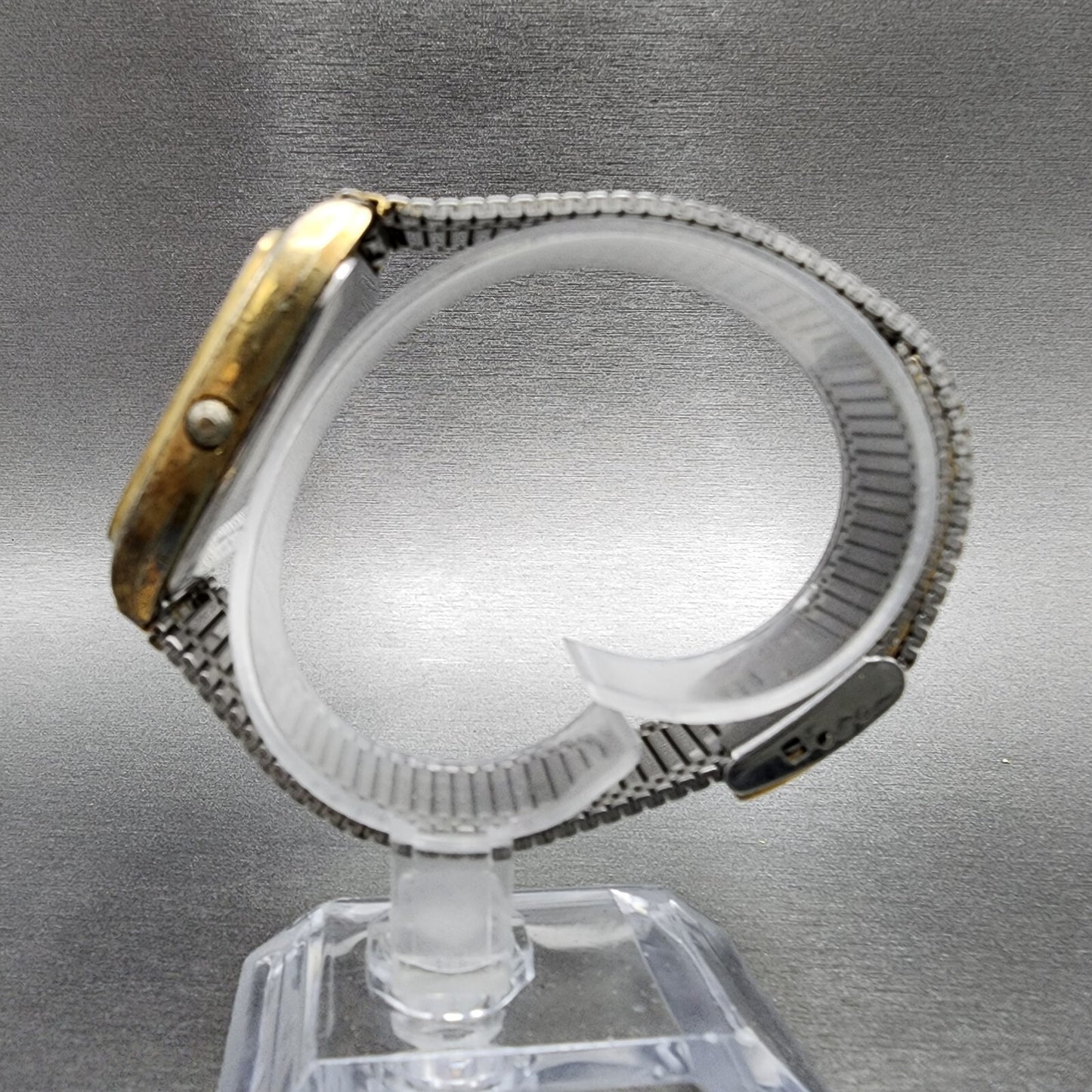 Seiko Analog Digital Watch Men 31mm Gold Dial Gold Tone Rectangle H357-5029 PART