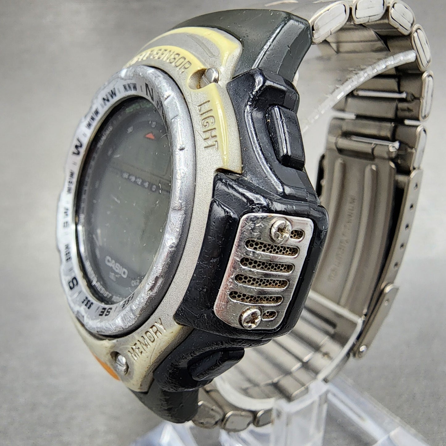 Casio ProTrek PRT-41 Watch Men 50mm Digital Black Tone Triple Sensor New Battery