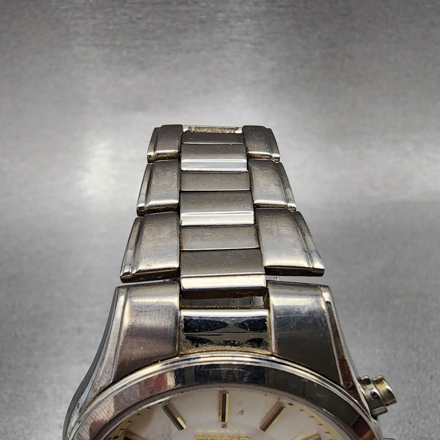 Seiko Solar Titanium Watch Men 38mm Silver Dial Date Round 7b42-0an0 Runs