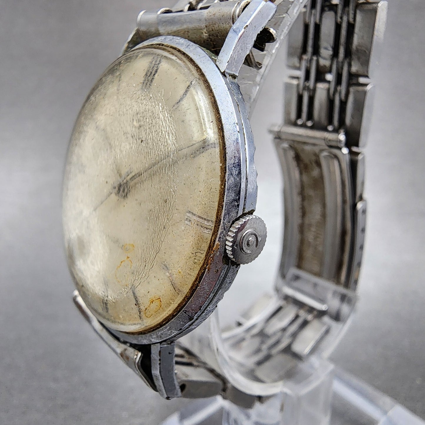 Cyma Cyamflex Watch Men 35mm Cream Dial Silver Tone Round Manual Wind PARTS