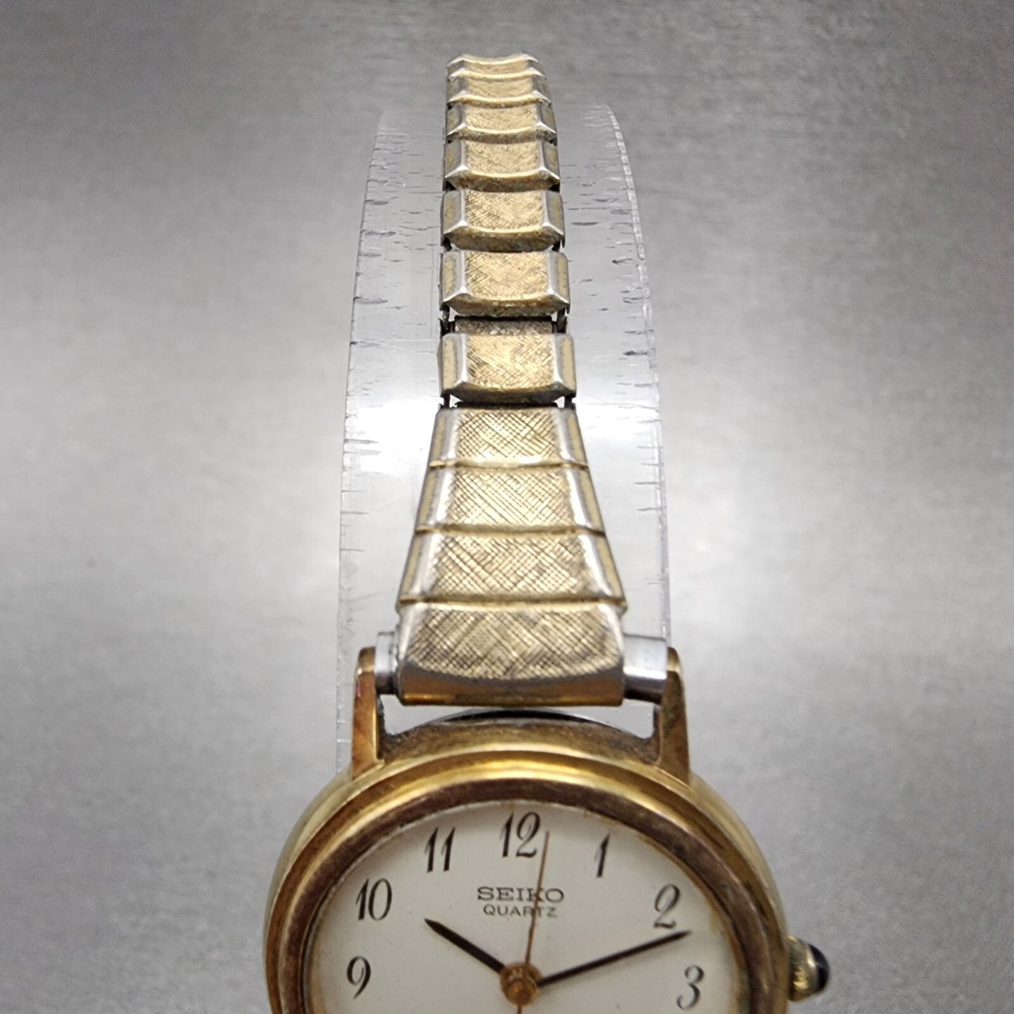 Seiko Exceline Watch Women 22mm White Dial Gold Tone Round 7321-0070 New Battery