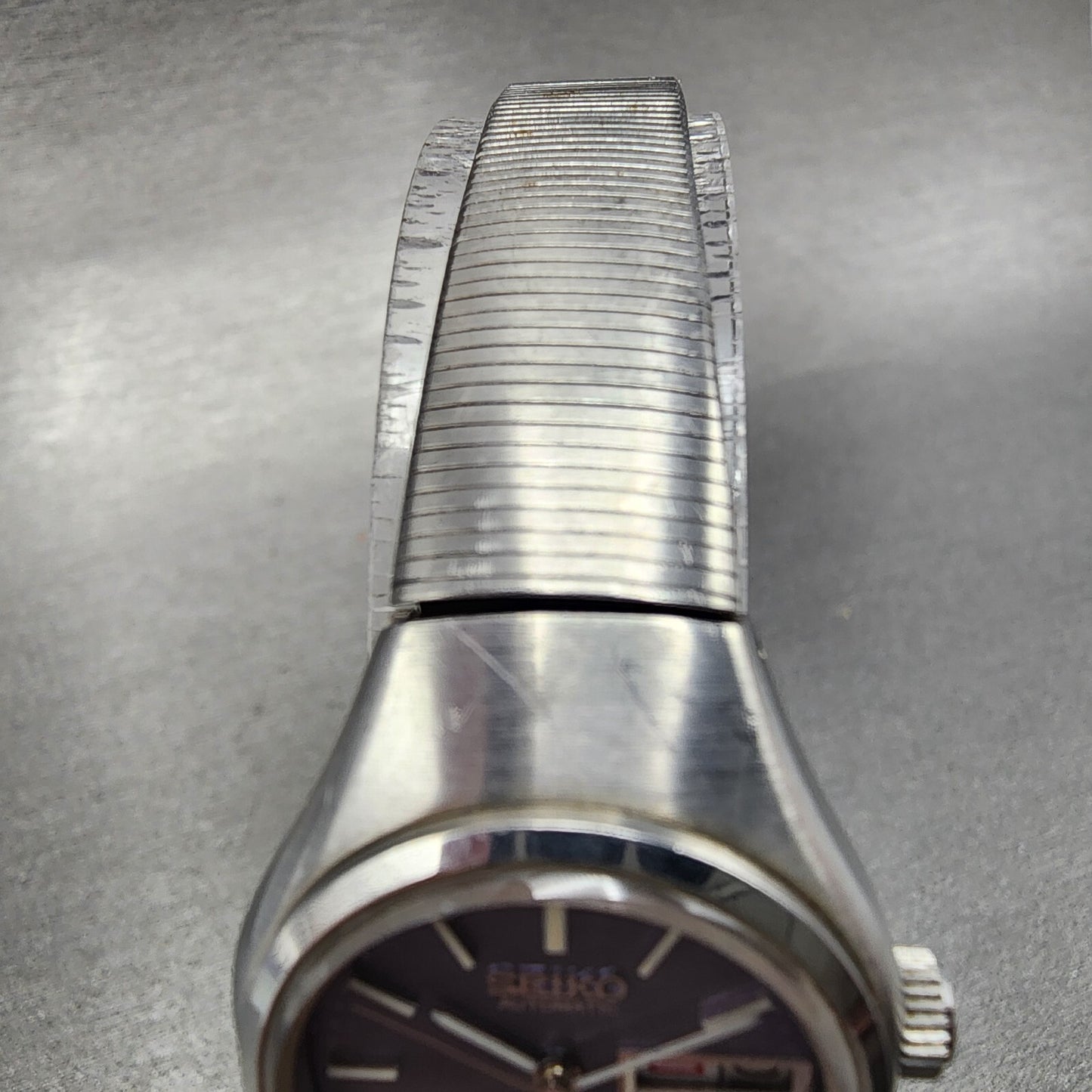 Seiko Automatic Watch Women 24mm Blue Dial Silver Tone Daydate 2706-0110 Runs