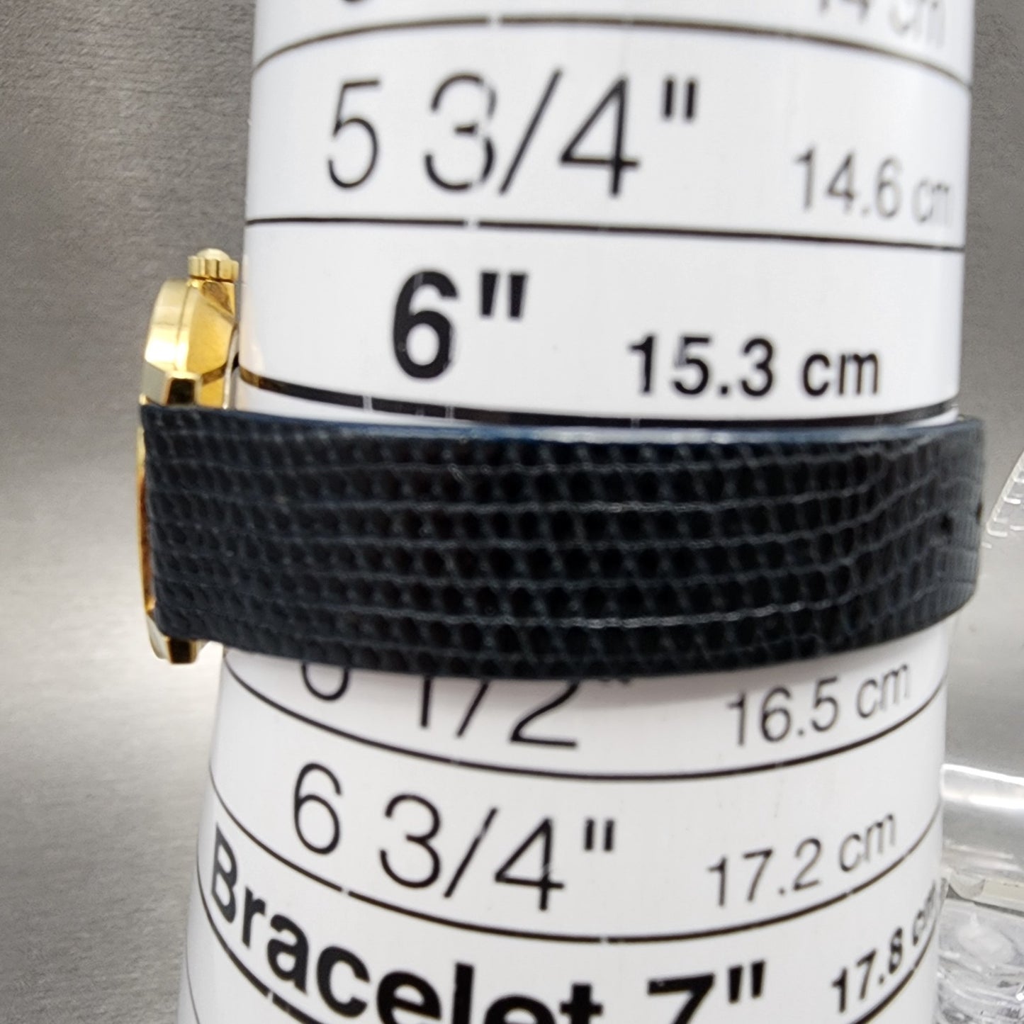 Movado Museum Watch Women 25mm Blue Dial Gold Plated Round Lizard Band New Batt