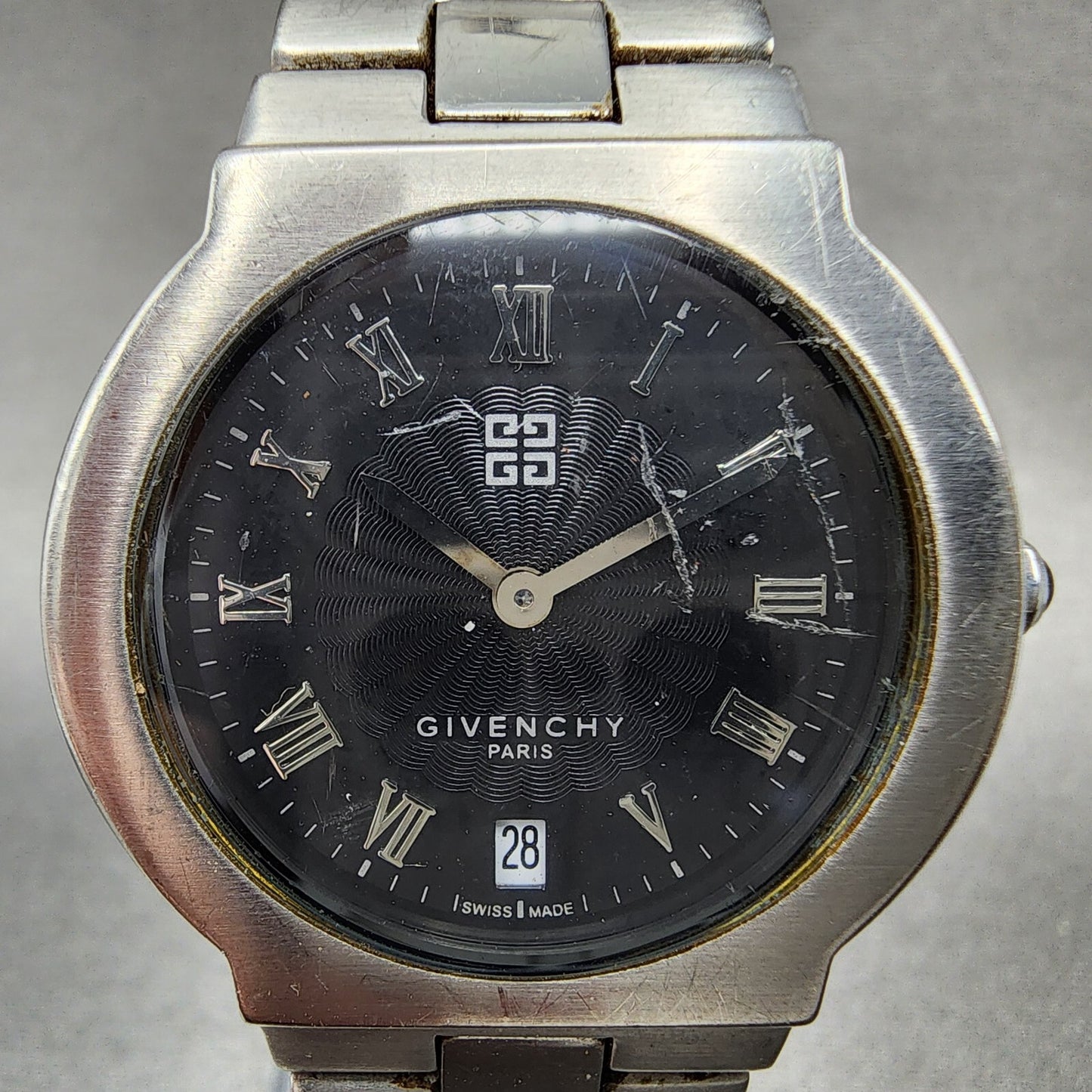 Givenchy Kelidone Watch Women 32mm Black Dial Steel Date Round New Battery