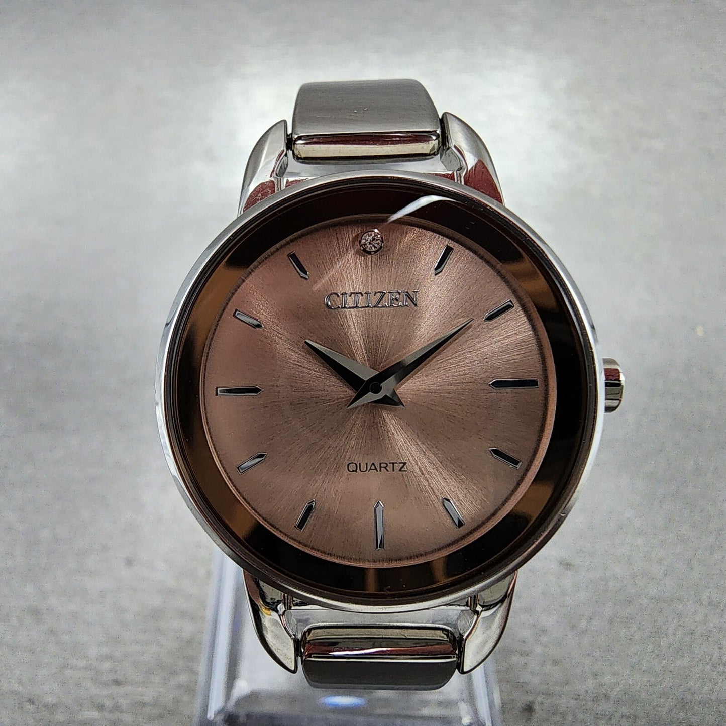 Citizen Watch Women 27mm Pink Dial Stainless Steel Round Bangle New Battery