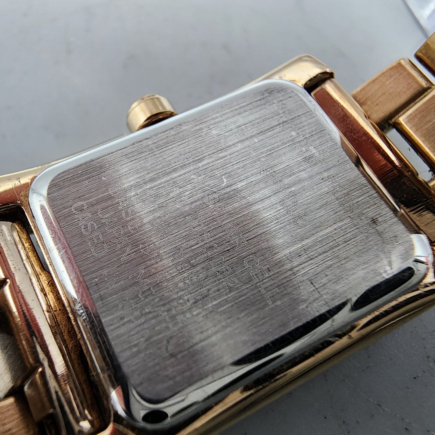 Spica Tic Tac Watch Women Rose Gold Tone Cream Dial Solar 19mm Rectangle Works