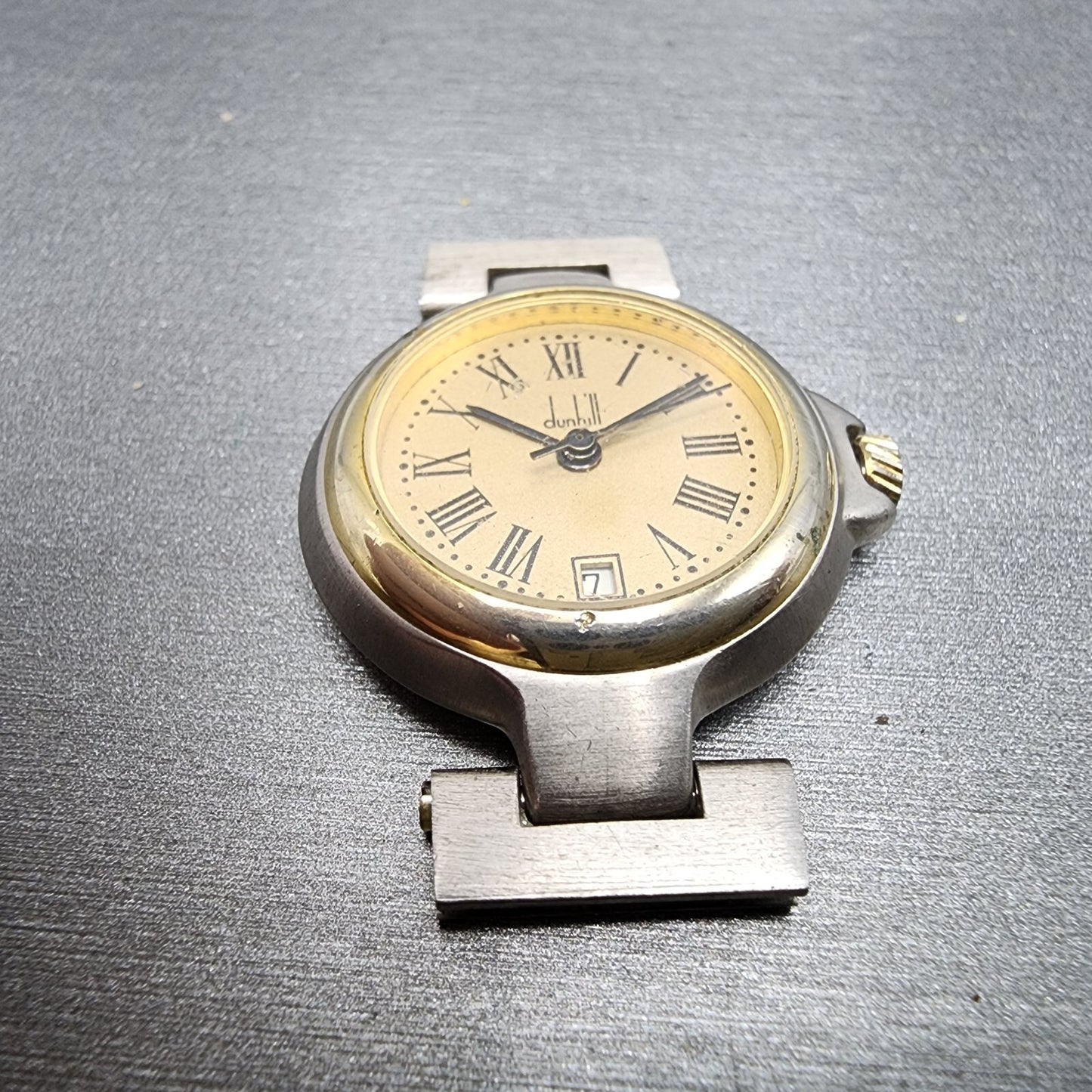 Dunhill Millennium Watch Women 26mm Gold Dial Two Tone Date Round PARTS