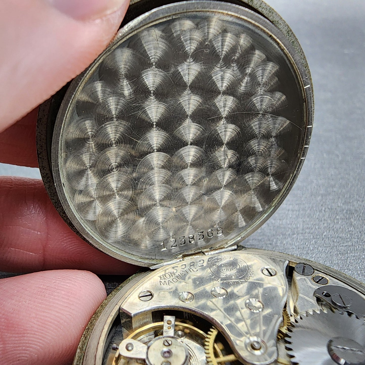 Moeris Pocket Watch Men 43mm White Dial Steel Manual Wind READ!!! Vintage
