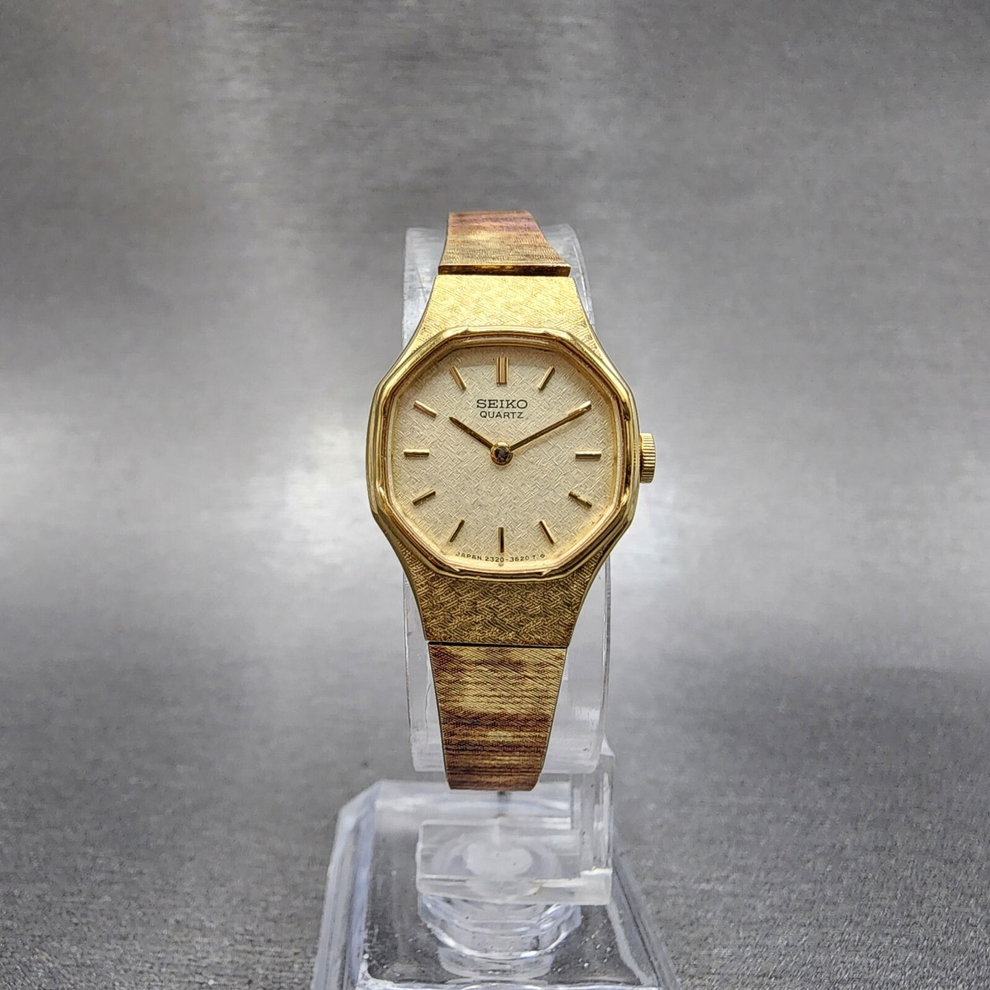 Seiko Watch Women 19mm Champagne Dial Gold Tone Octagon 2320-6810 New Battery