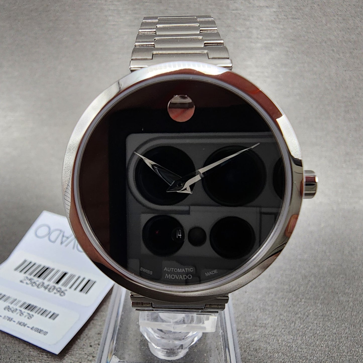 Movado Muesem Automatic Watch Women 32mm Black Dial Steel Date Round 0607678