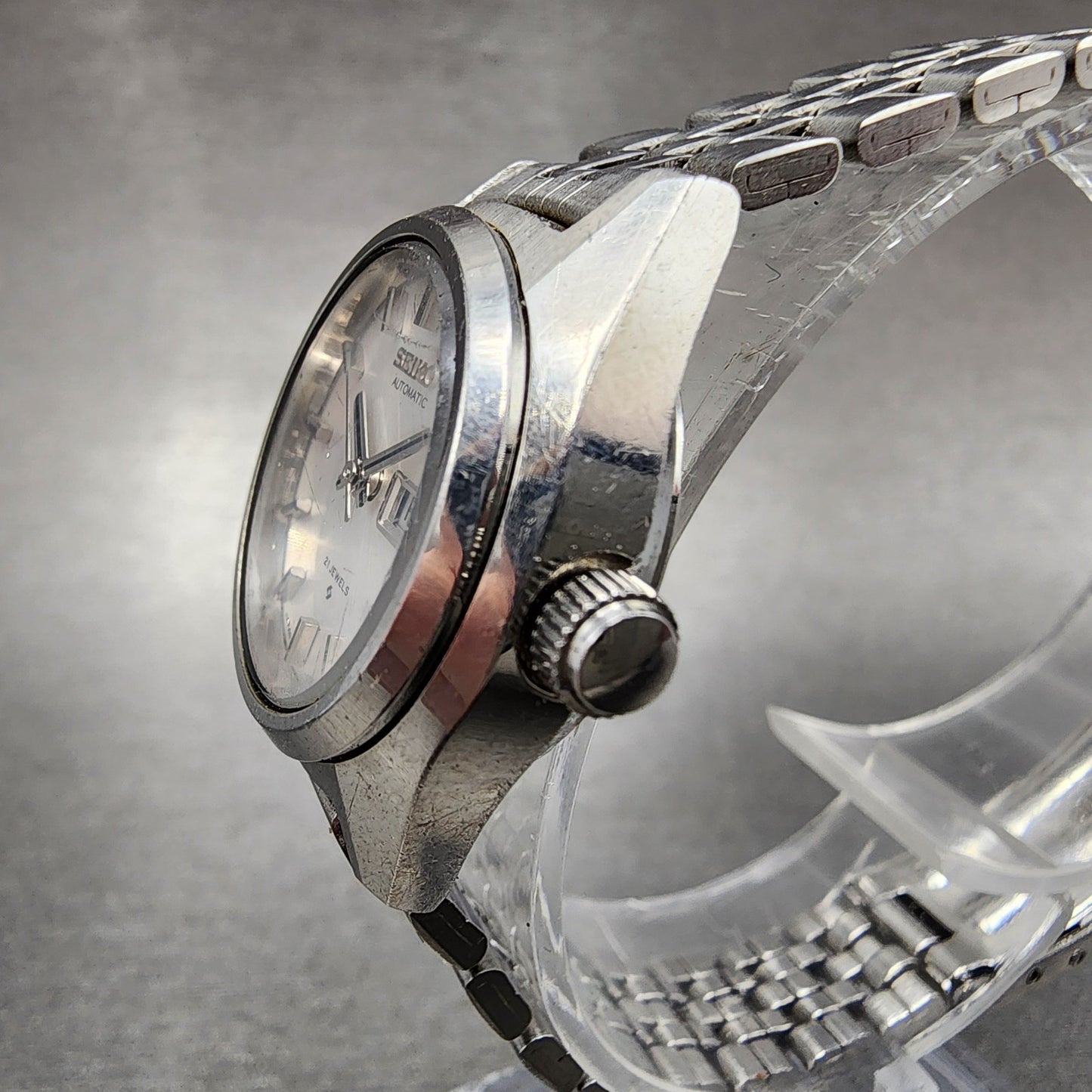 Seiko Automatic Watch Women 24mm Silver Dial Silver Tone Daydate 2706-0290 Runs