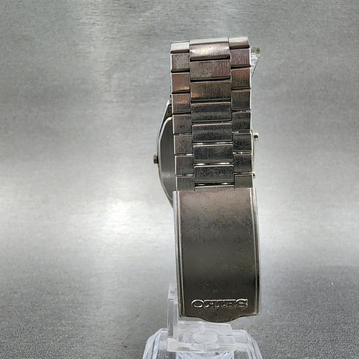 Seiko Analog Digital Watch Men 30mm Gray Dial Steel Rectangle H601-5060 New Batt