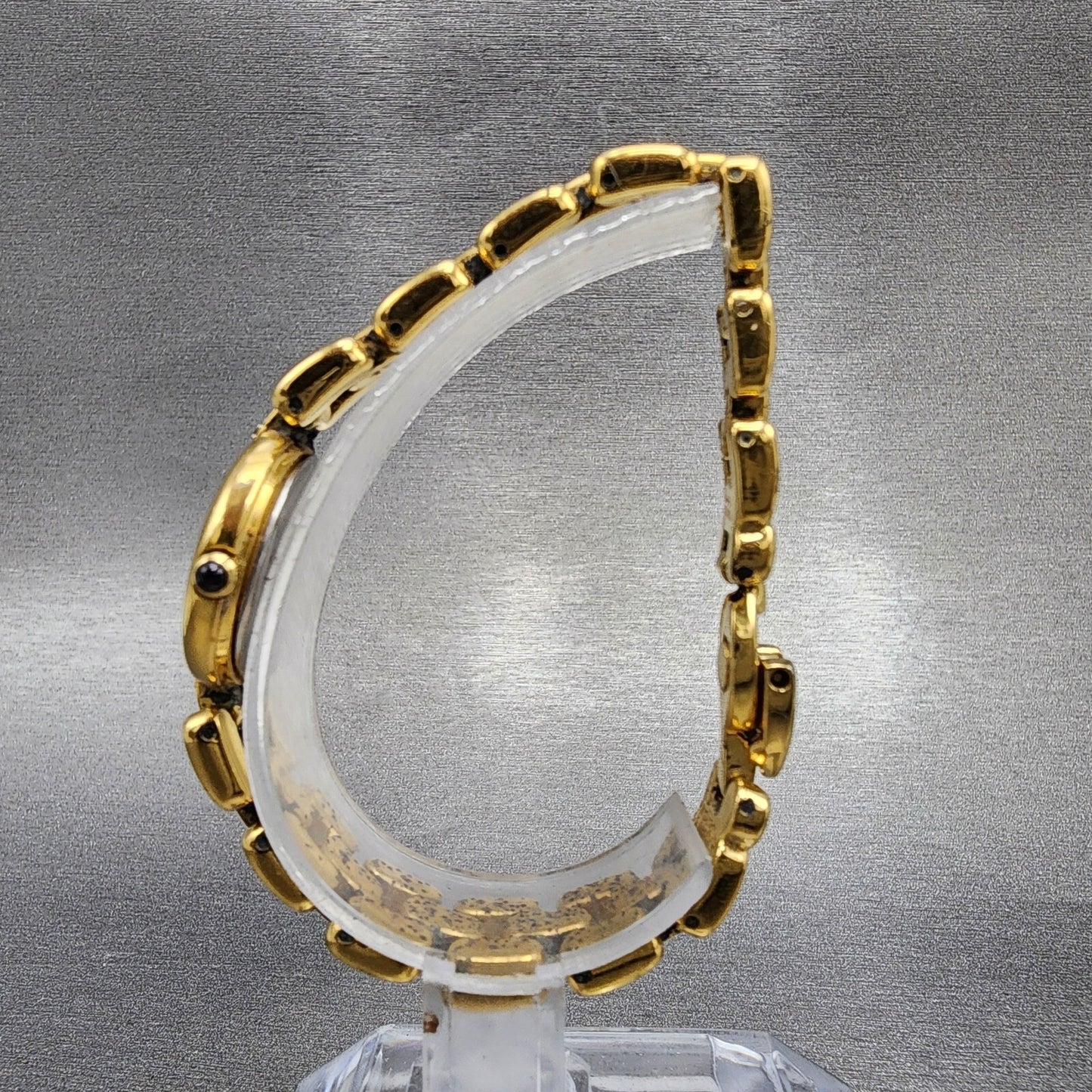 Seiko Watch Women 20mm Gold Dial Gold Tone Diamond Round 1N00-1C99 New Batt VTG