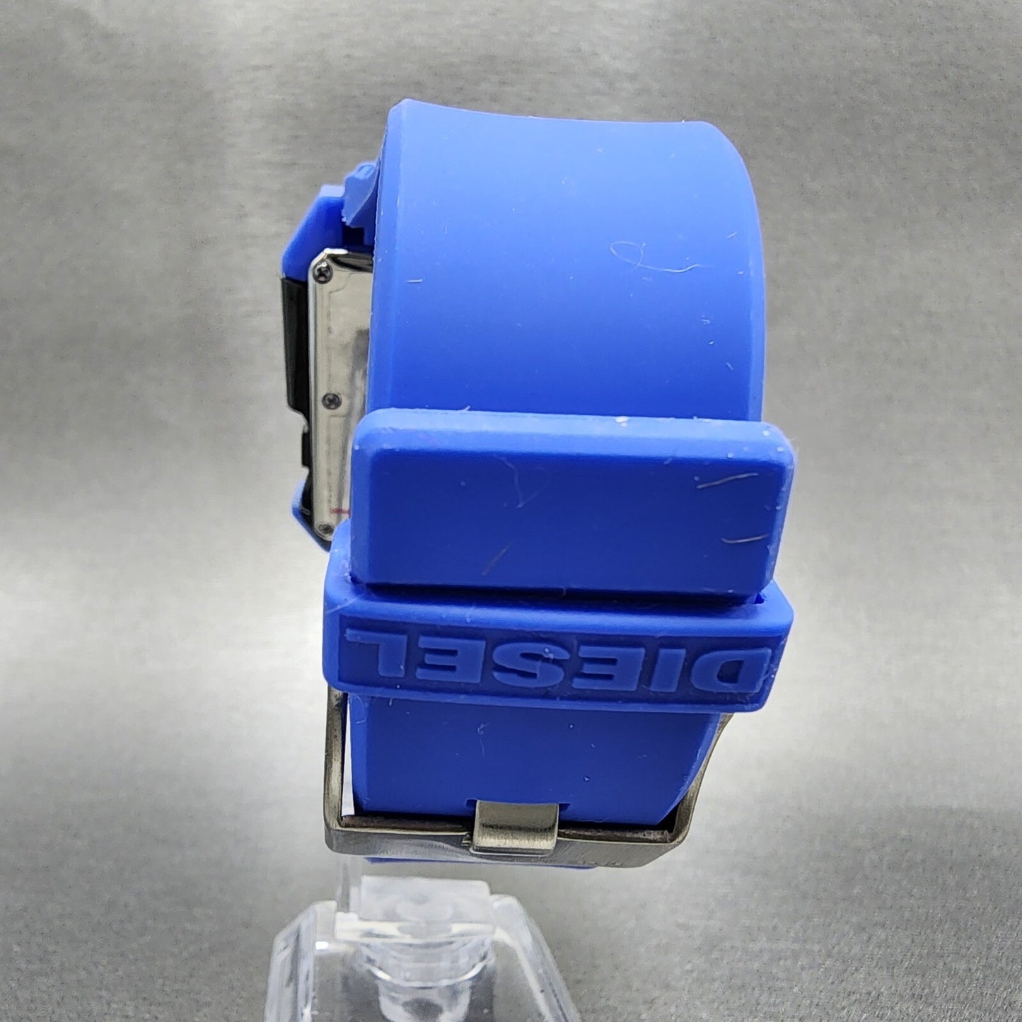 Diesel Digital Watch Men 48mm Digital Blue Tone Black Dial Rectangle New Battery