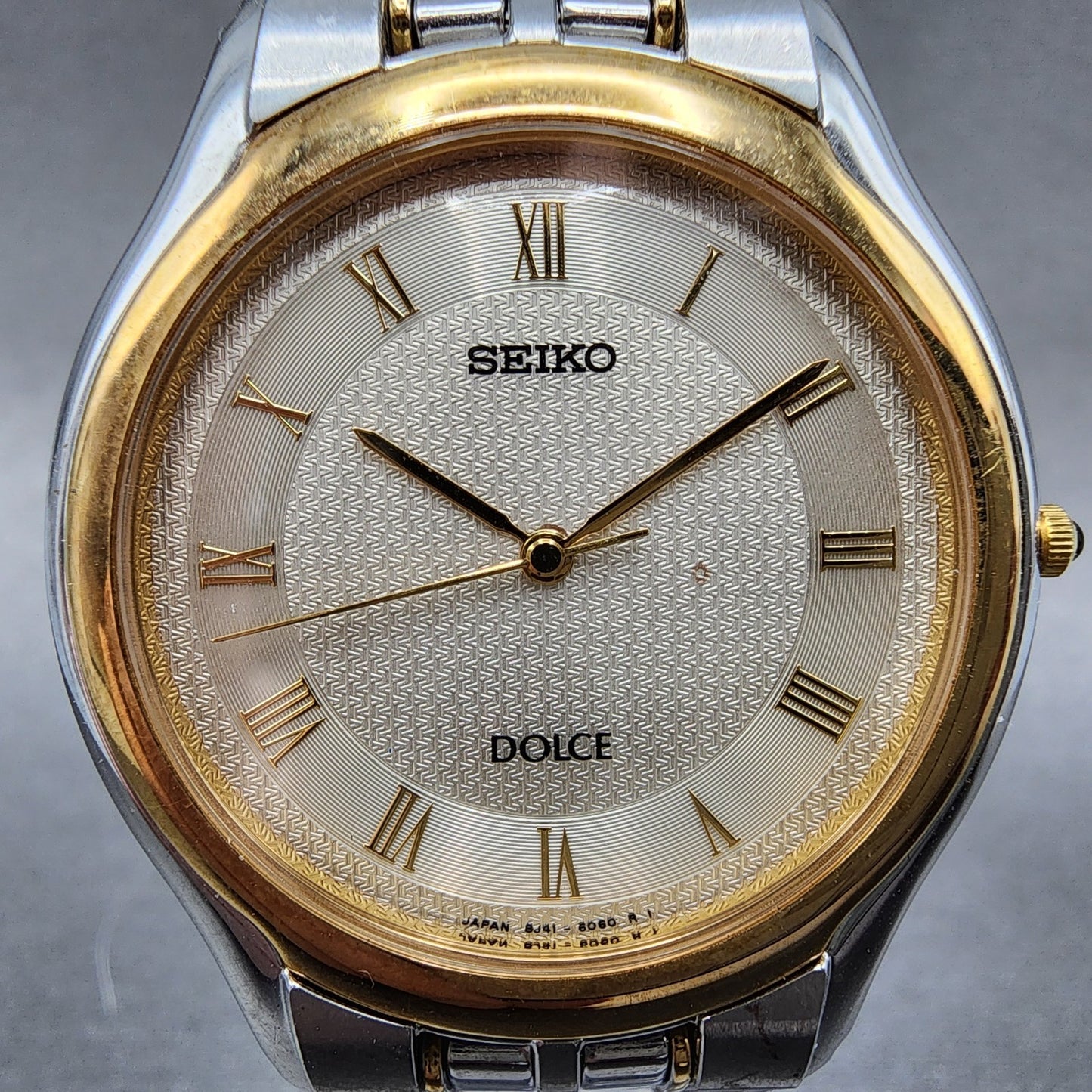 Seiko Dolce Watch Men 34mm Cream Dial Two Tone Round 8j41-6030 New Battery