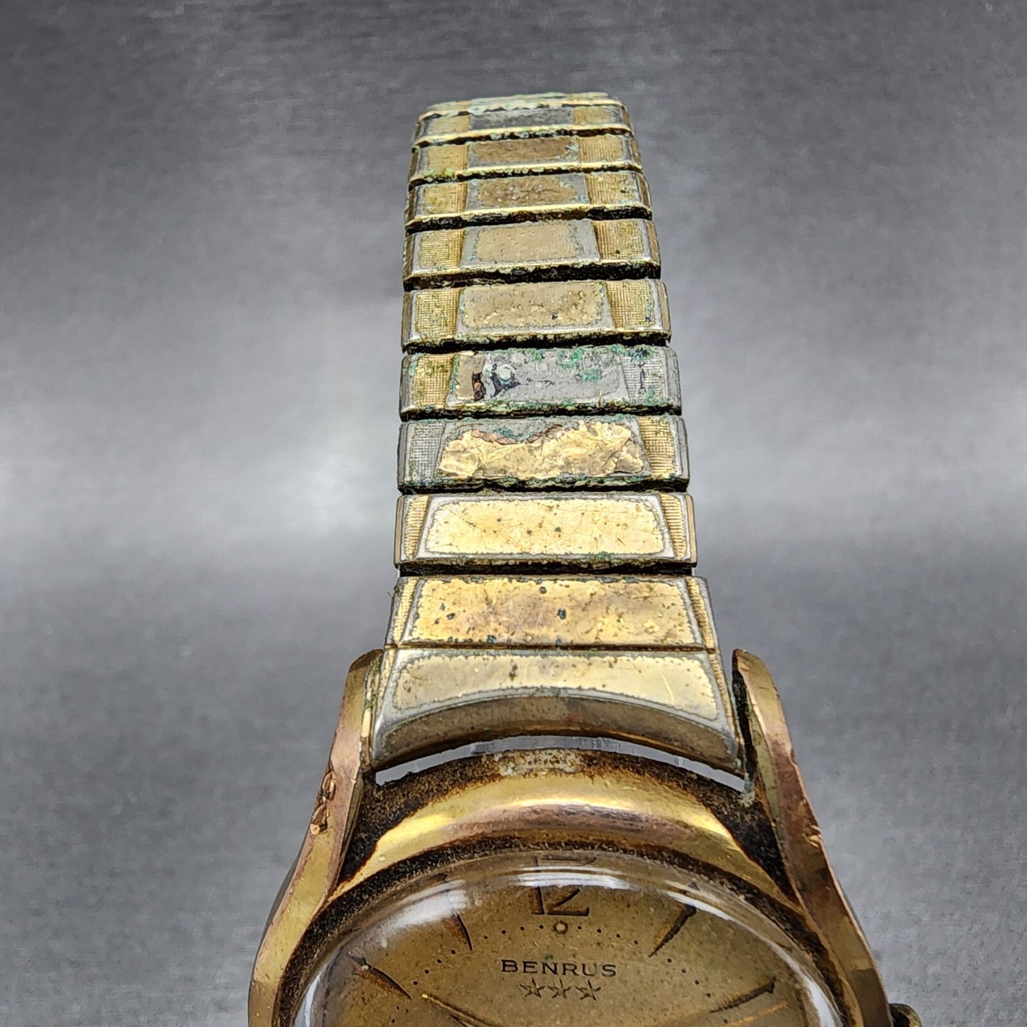 Benrus Three Star Automatic 25 Jewels Watch Men 34mm Cream Dial Gold Tone PARTS