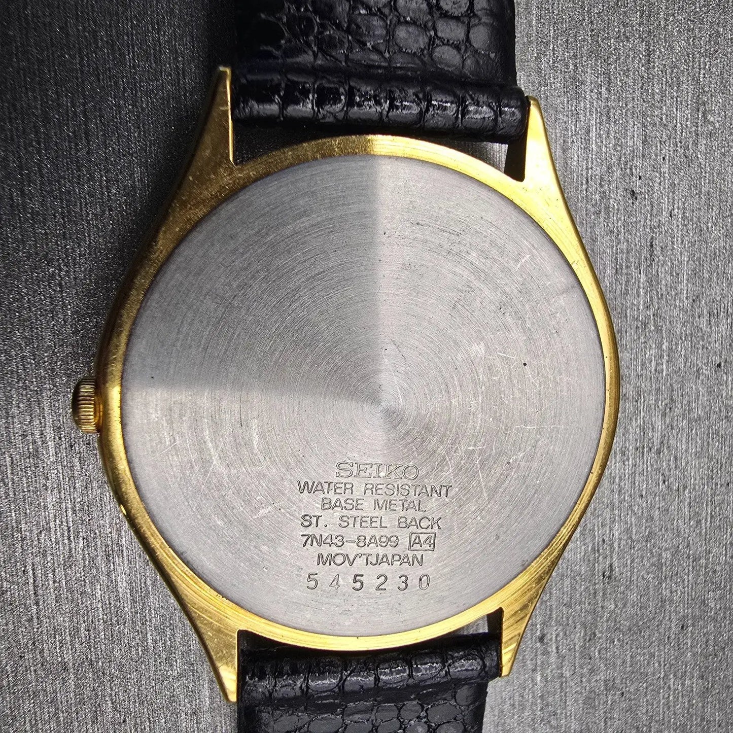 Seiko Watch Men 35mm Gold Dial Gold Tone Round 7N43-8A99 New Battery Vintage10