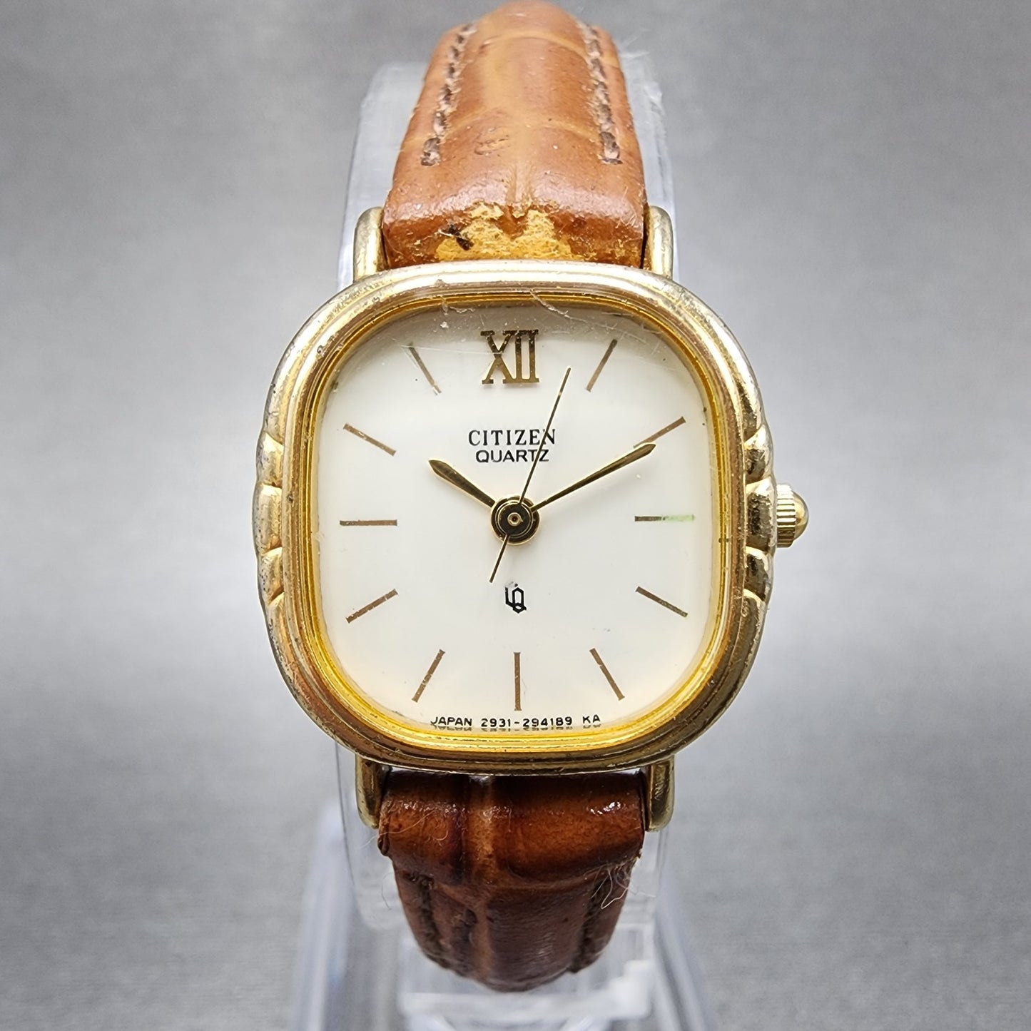 Citizen CQ Watch Women 20mm White Dial Gold Tone 2931-292740 New Battery