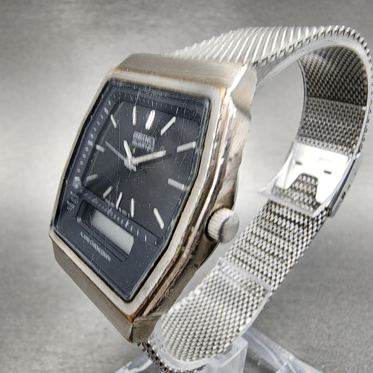 Seiko Analog Digital Watch Men 32mm Black Dial Silver Tone H601-540A PARTS