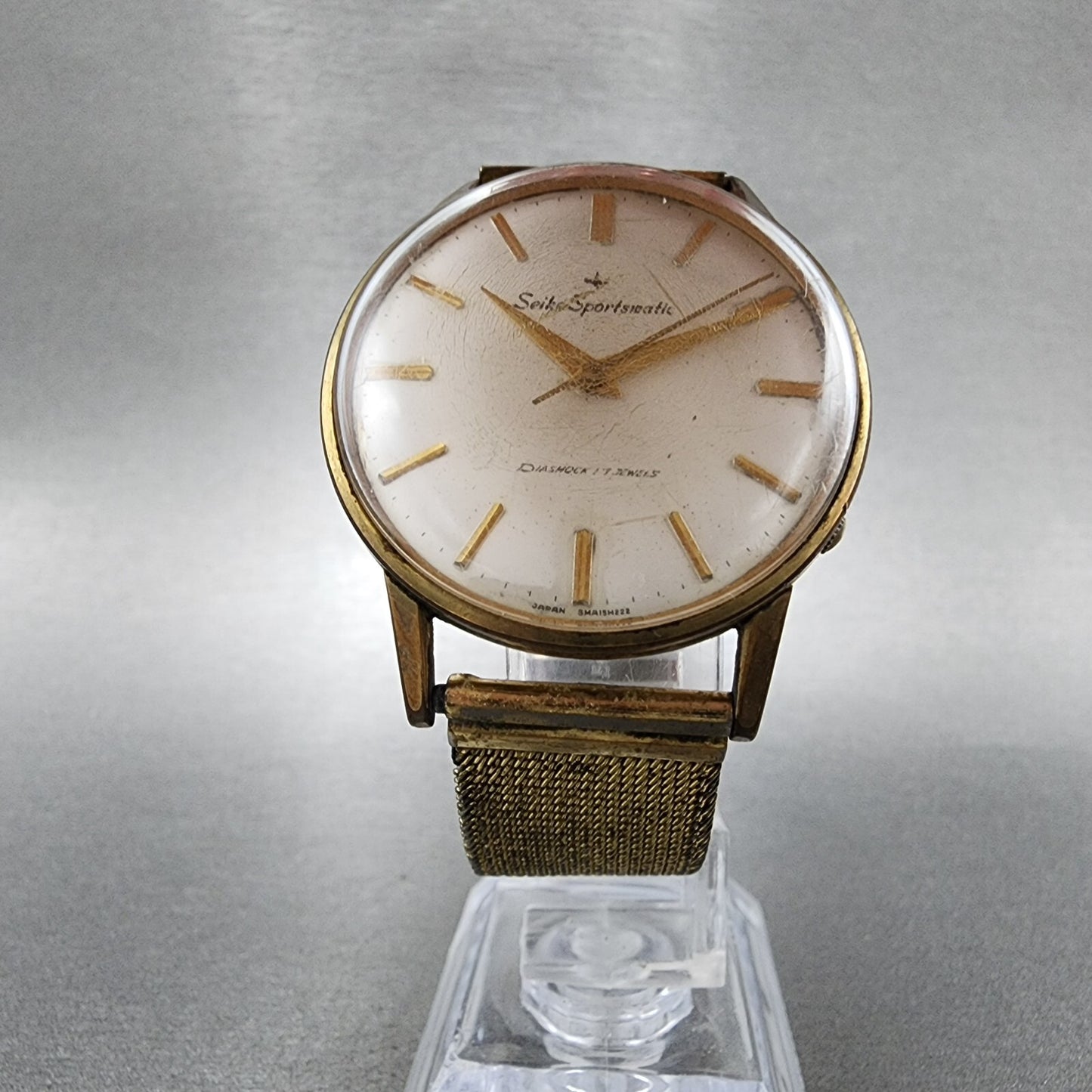 Seikosportsmatic Watch Men 35mm White Dial Gold Tone Automatic 15017 Runs READ!!