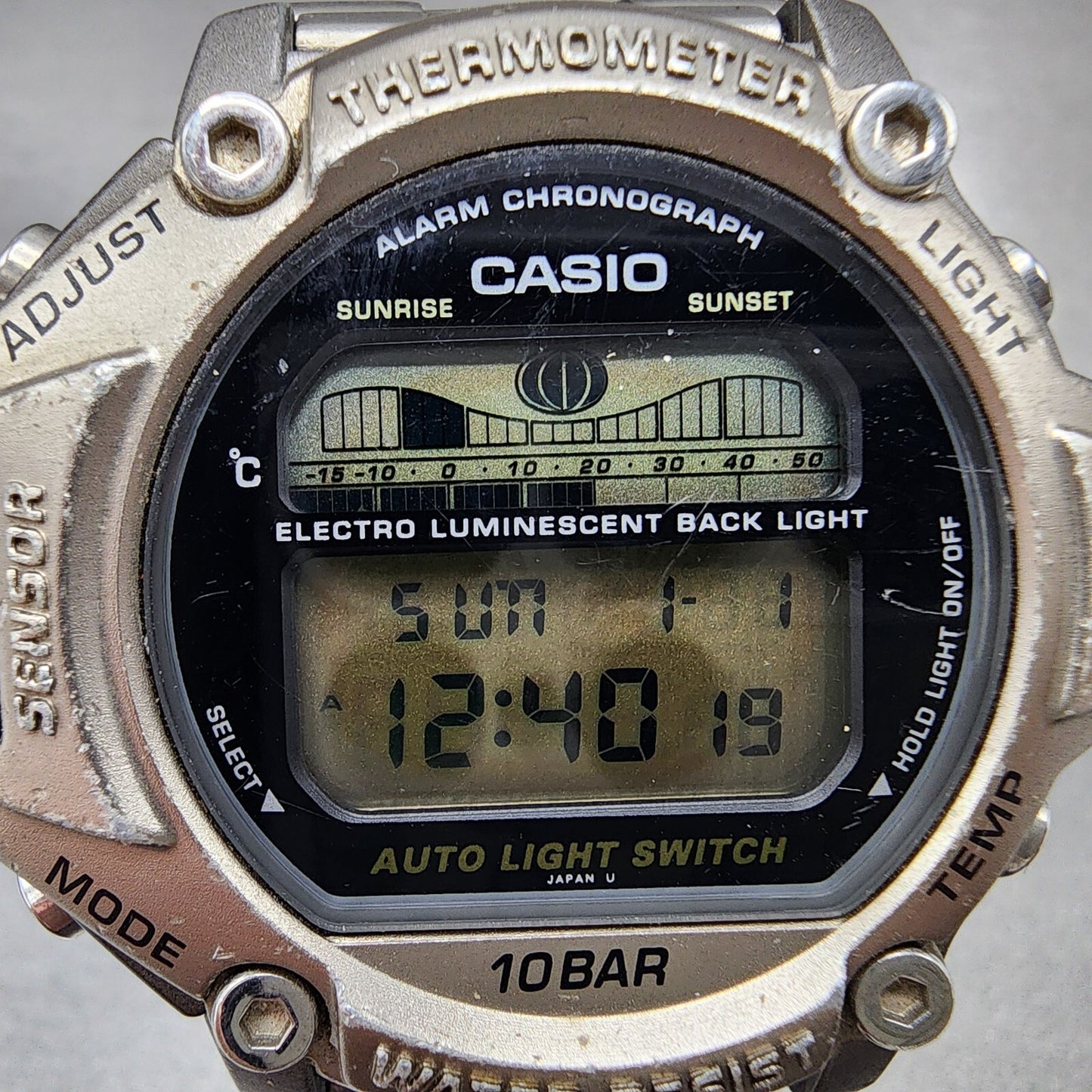 Casio Pro Trek PRT-111 Watch Men 47mm Digital Titanium Thermometer New Battery