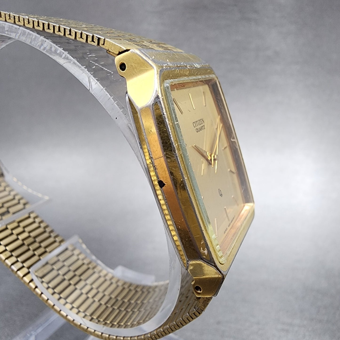 Citizen CQ Tank Watch Men 27mm Gold Dial Gold Tone Rectangle 4031-491751 PARTS