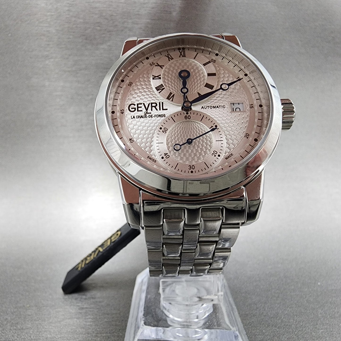 Gevril Gramercy Watch Men 39mm Silver Dial Stainless Steel Date Automatic 24011