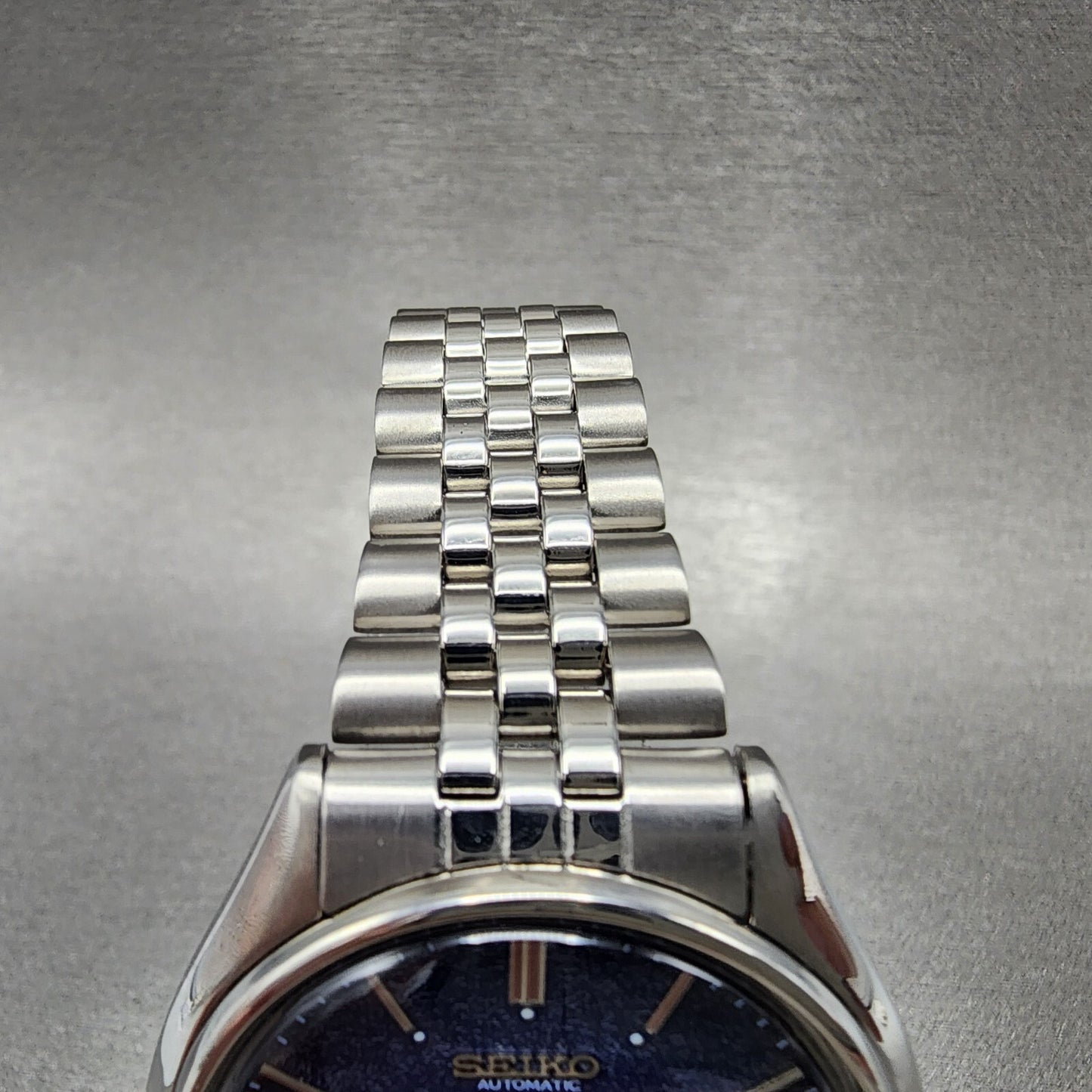 Seiko Automatic Watch Men 38mm Blue Texture Dial Steel Daydate 6309-8480 Runs AB