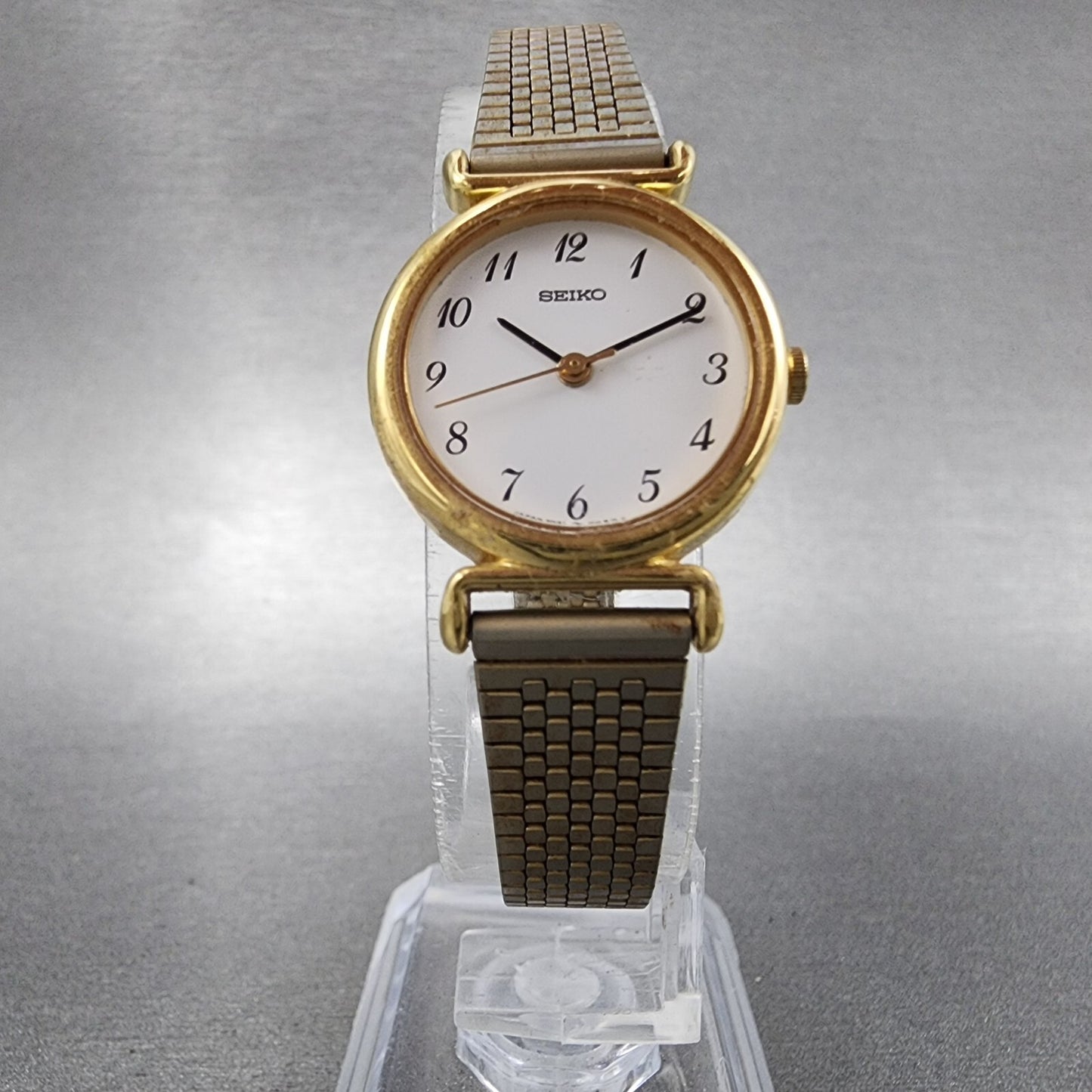 Seiko Watch Women 22mm White Dial Gold Tone Round 4n21-0052 New Battery