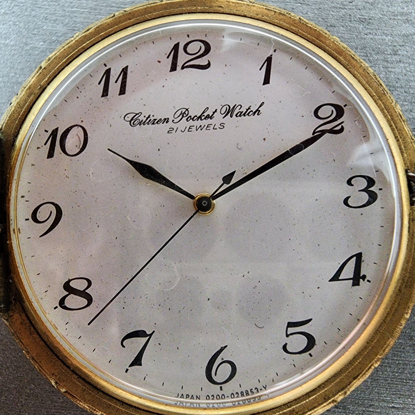 Citizen Pocket Watch Men 48mm White Dial Gold Tone Manual 0200-028853 Runs PARTS
