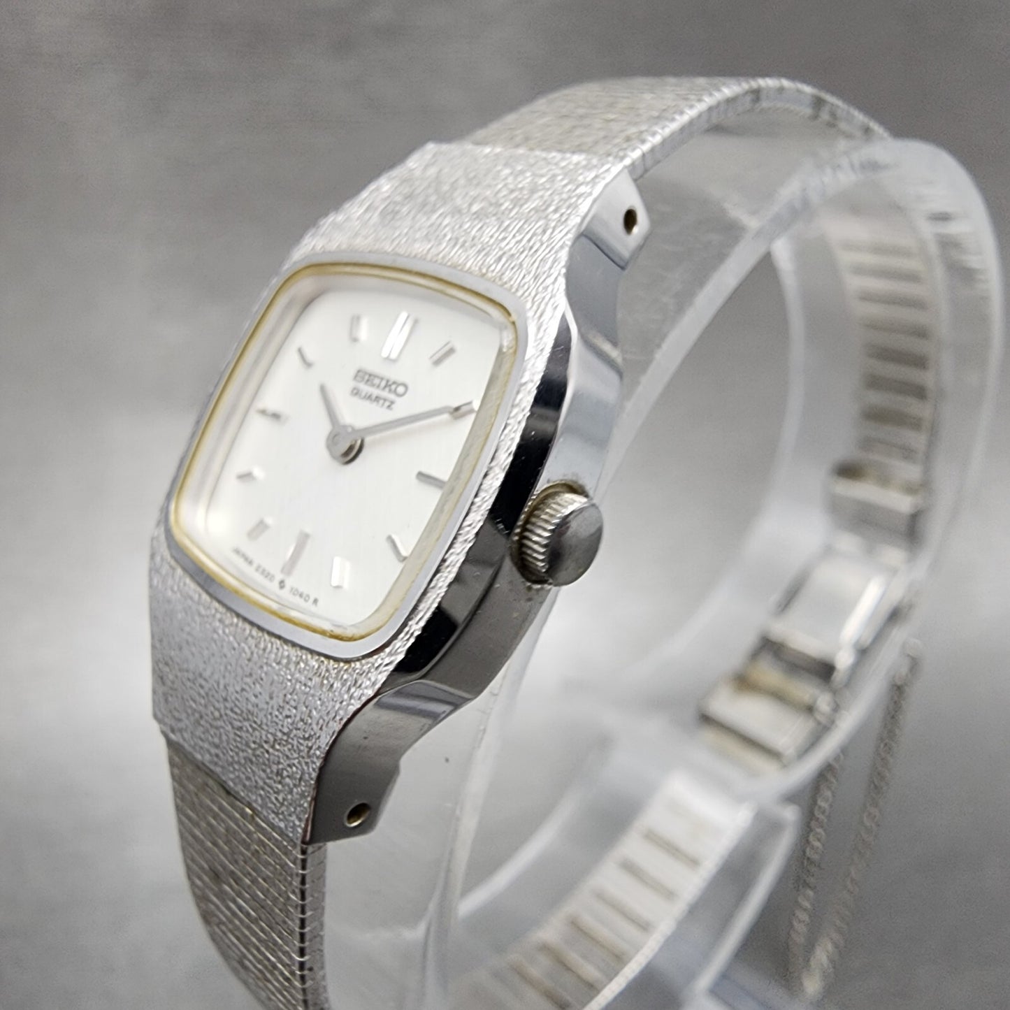Seiko Watch Women 18mm White Dial Silver Tone Rectangle 2320-5269 New Battery