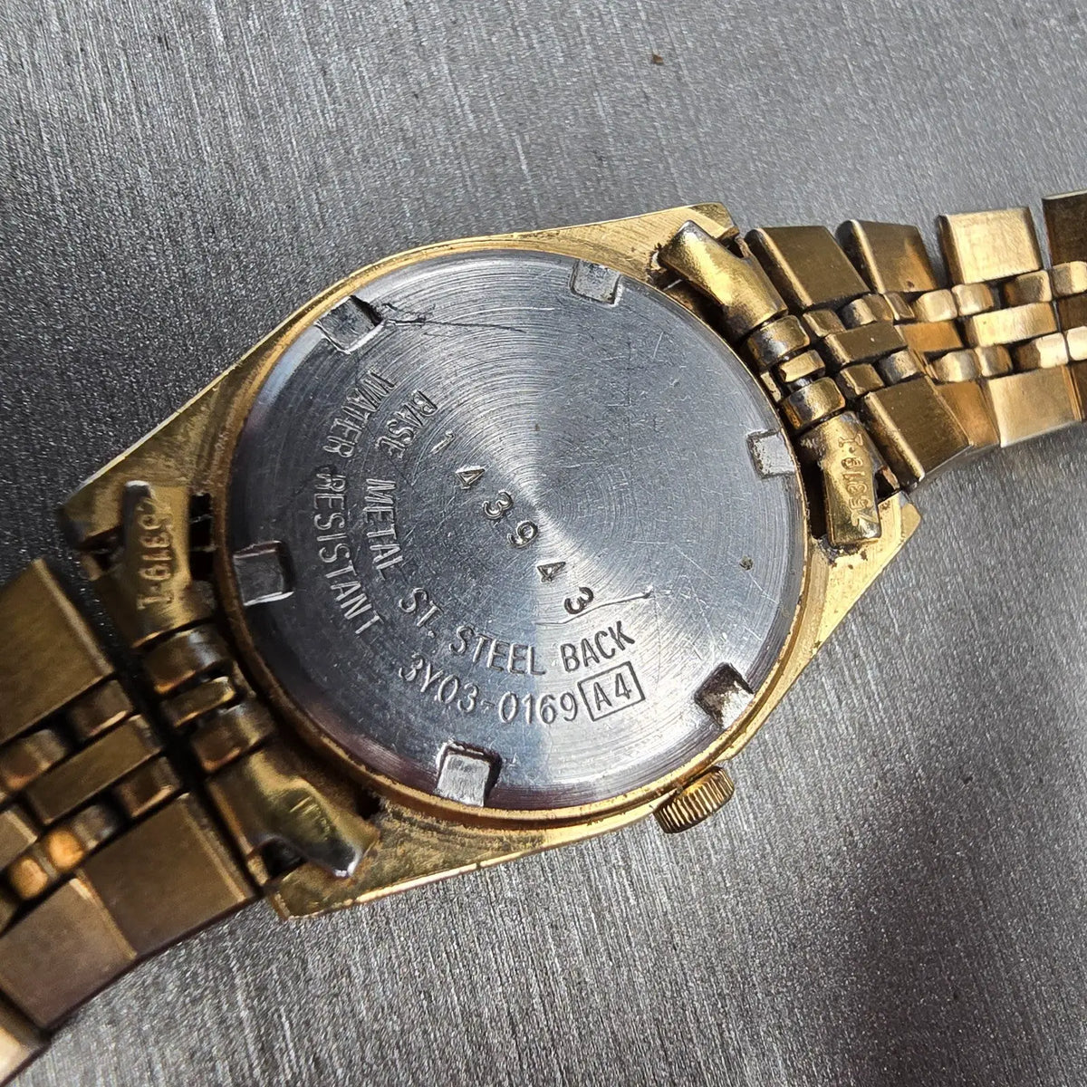 Seiko Watch Women 24mm Black Dial Gold Daydate Round 3Y03-0169 New Battery JP210
