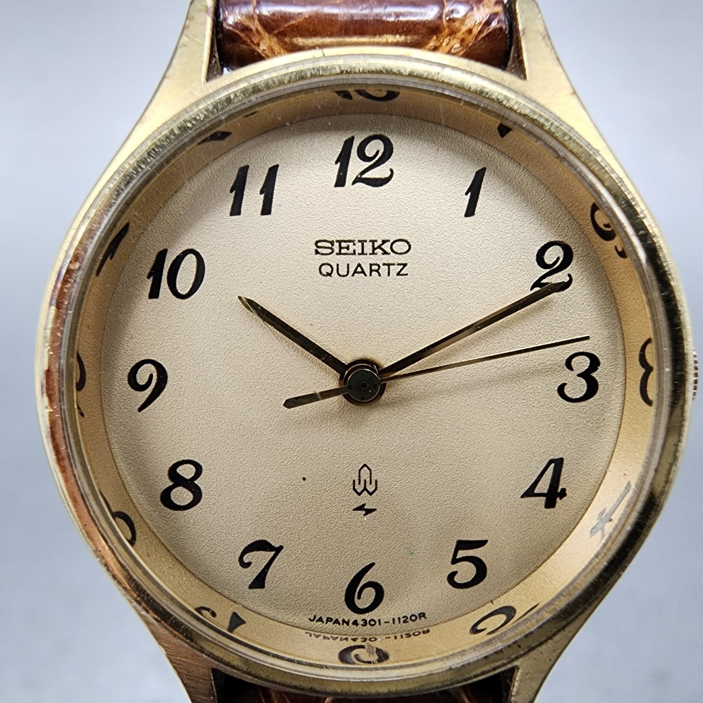 Seiko Watch Women 23mm Champagne Dial Gold Tone 4301-0030 New Battery