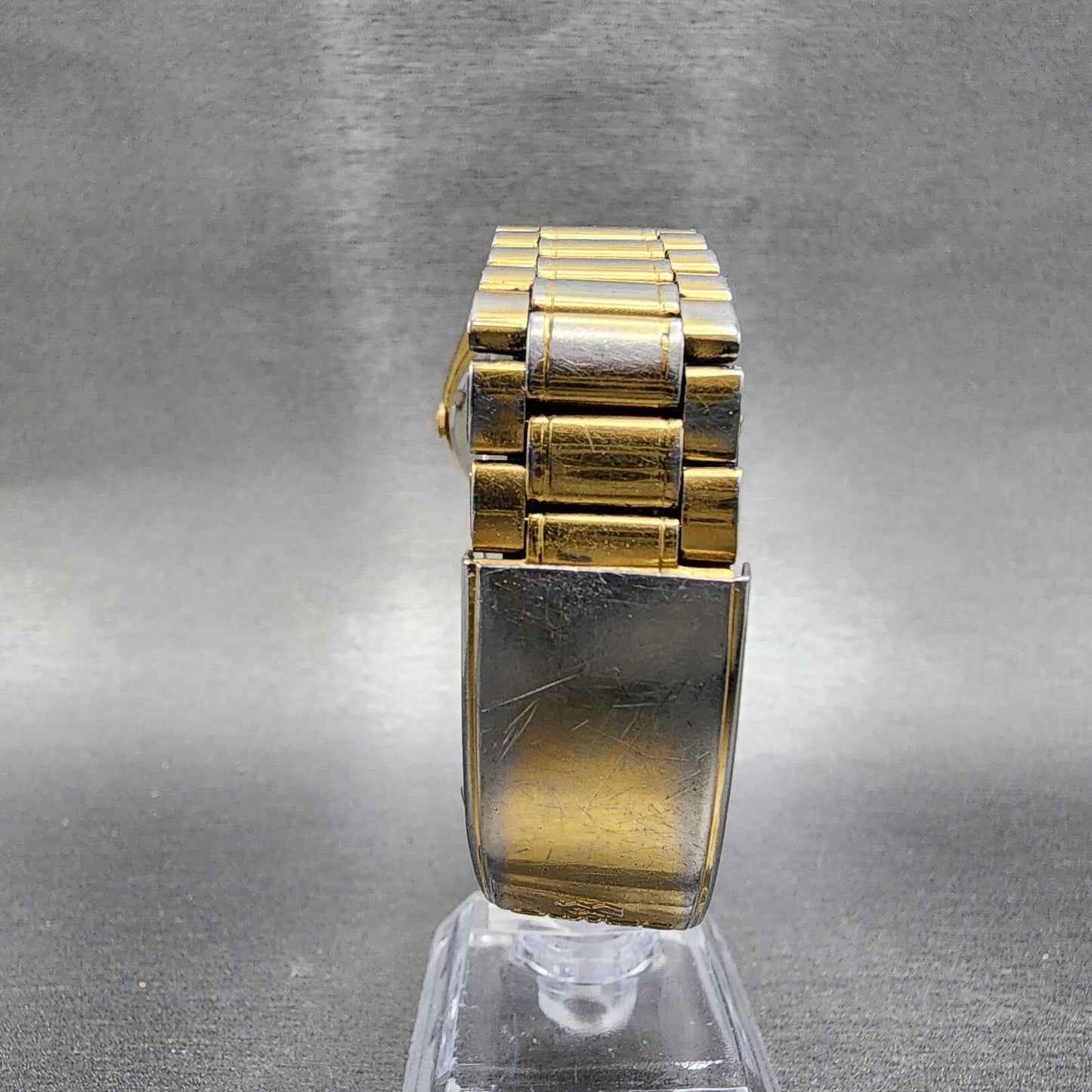 Seiko Alarm Watch Men 34mm Gold Dial Gold Tone Daydate Round 5C23-8009 New Batt