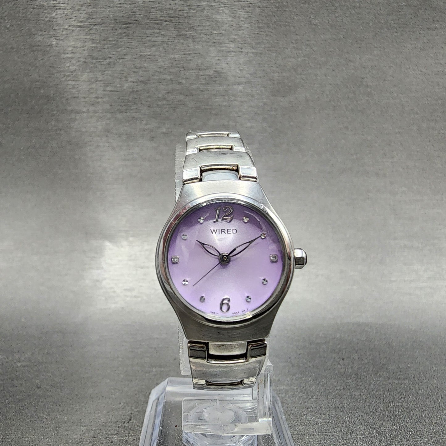 Seiko ALBA Wired Watch Women 21mm Purple Dial Steel Round 1N01-0BW0 New Battery