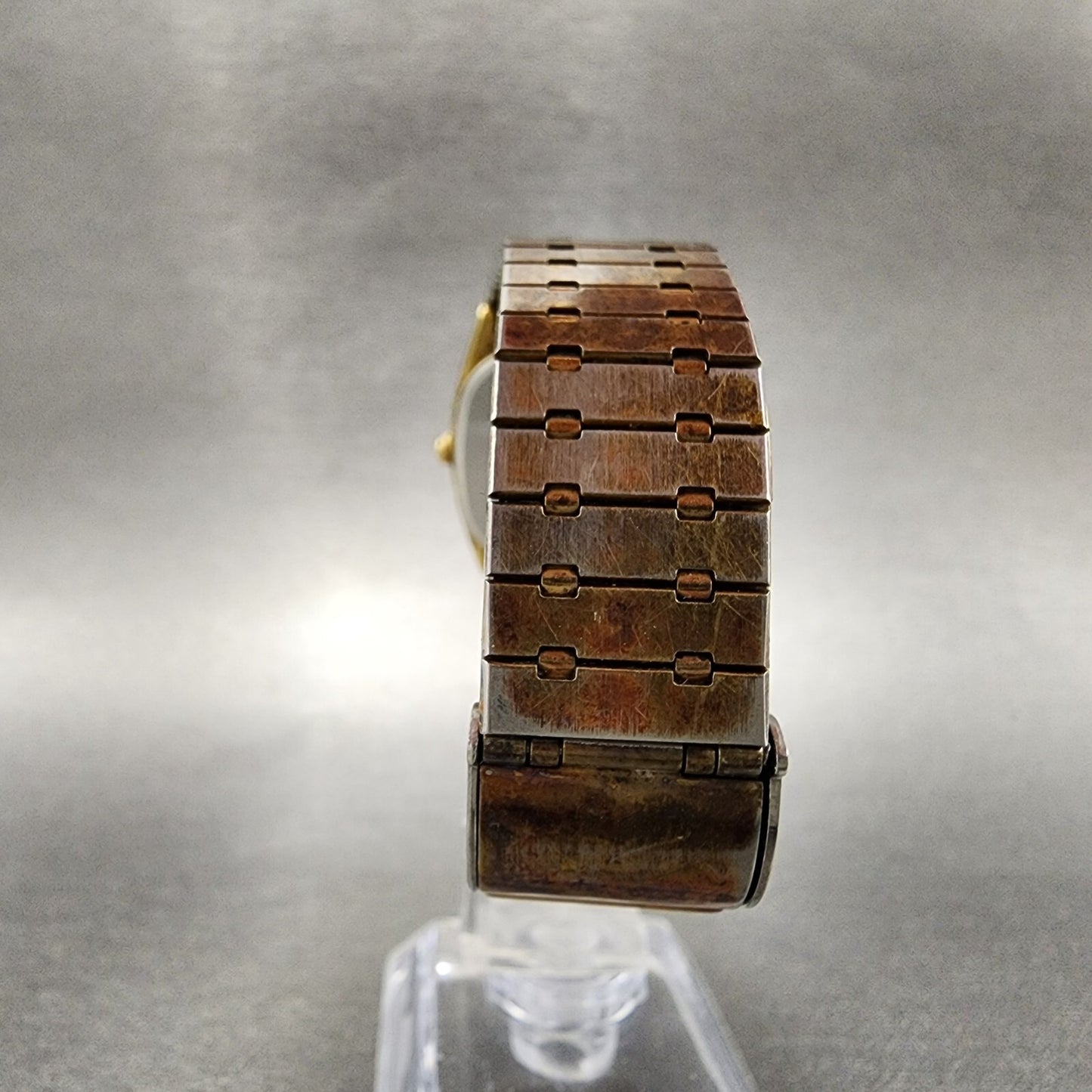 Seiko Tank Watch Men 28mm Gold Dial Gold Tone Rectangle 6532-5119 New Battery