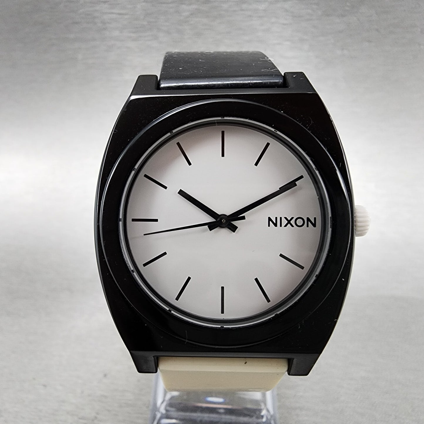 Nixon Time Teller P Watch Men 39mm White Dial Black & White Tone New Battery