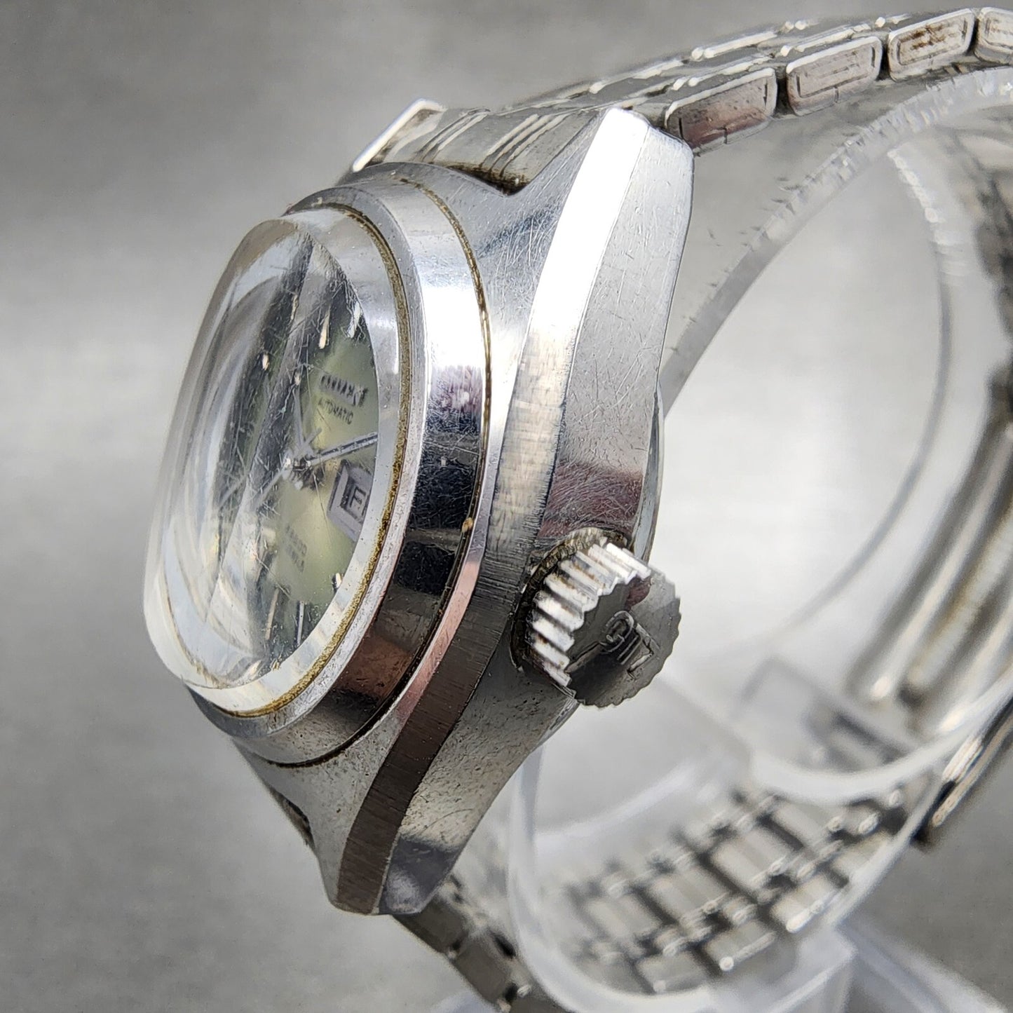 Citizen Automatic Watch Women 25mm Green Dial Steel Day date Round Runs VTG