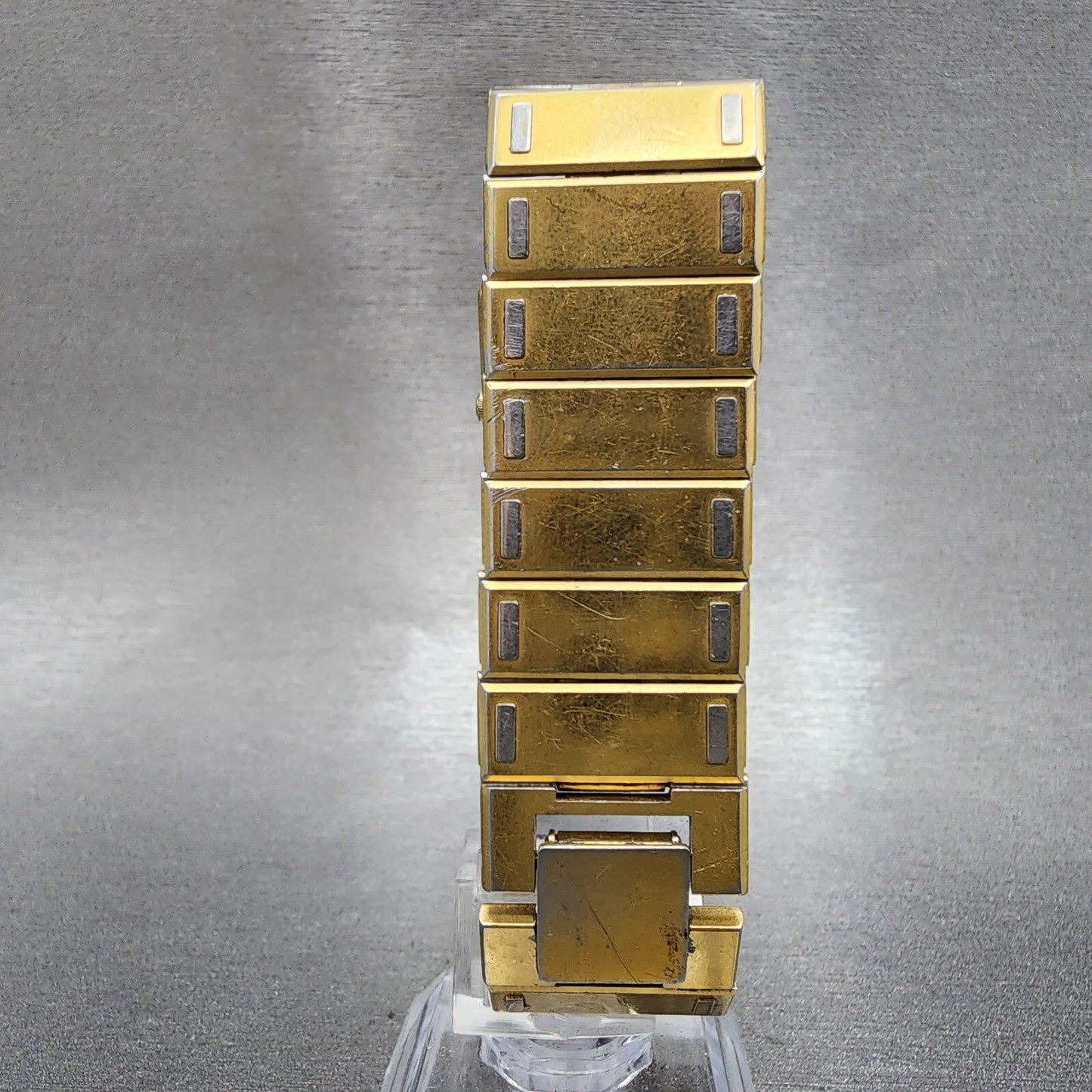 Seiko Tank Watch Men 26mm Gold Dial Gold Tone Rectangle 7430-5479 PARTS