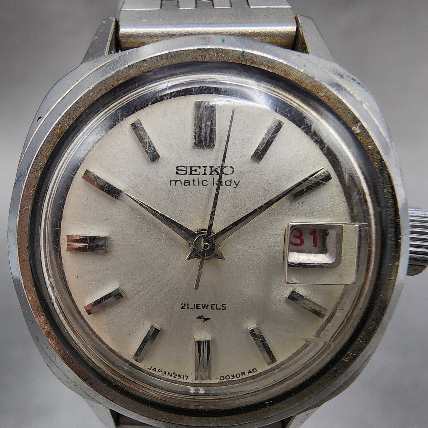 Seiko Maticlady Watch Women 24mm White Dial Steel Date 2517-3201 PARTS