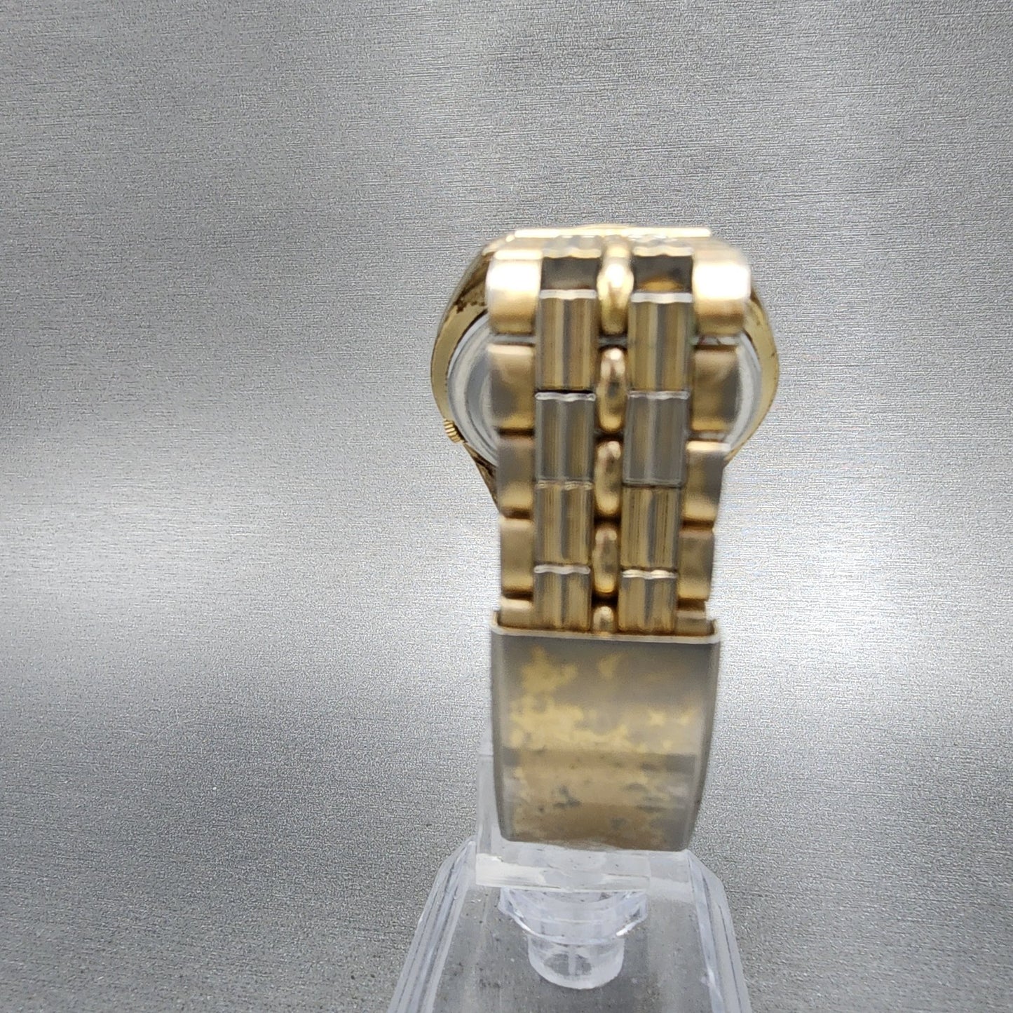 Seiko 5Actus Watch Men 37mm Silver Dial Gold Tone Daydate 7019-7060 Runs