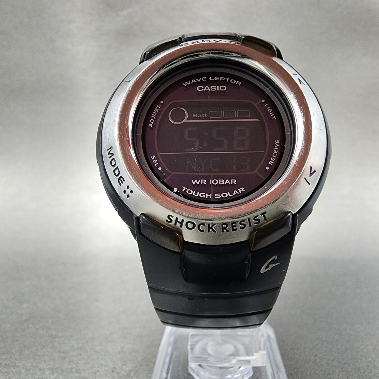 Casio Baby-G Watch Women 38mm Digital Black tone Round Solar BGT-2600J