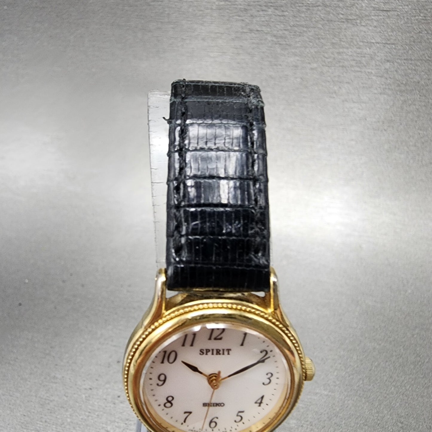 Seiko Spirit Watch Women 23mm White Dial Gold Tone Round 4N21-058A New Battery