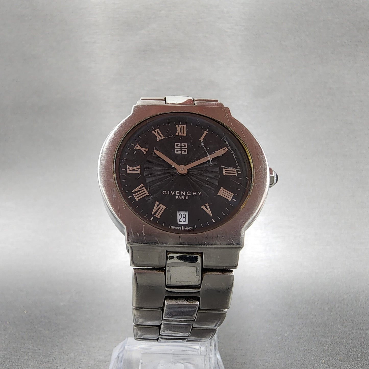 Givenchy Kelidone Watch Women 32mm Black Dial Steel Date Round New Battery
