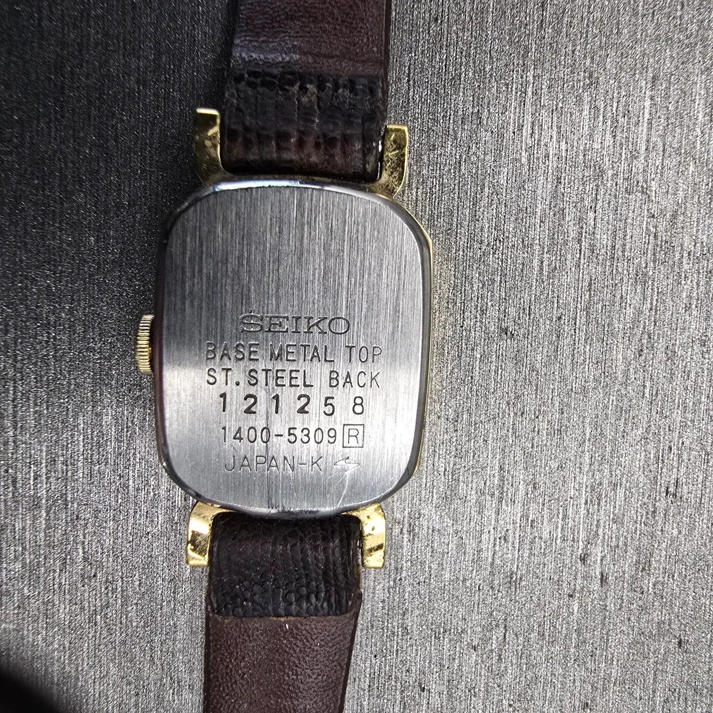 Seiko Watch Women 16mm Brown Dial Gold Tone Rectangle 1400-5309 New Battery VTG10