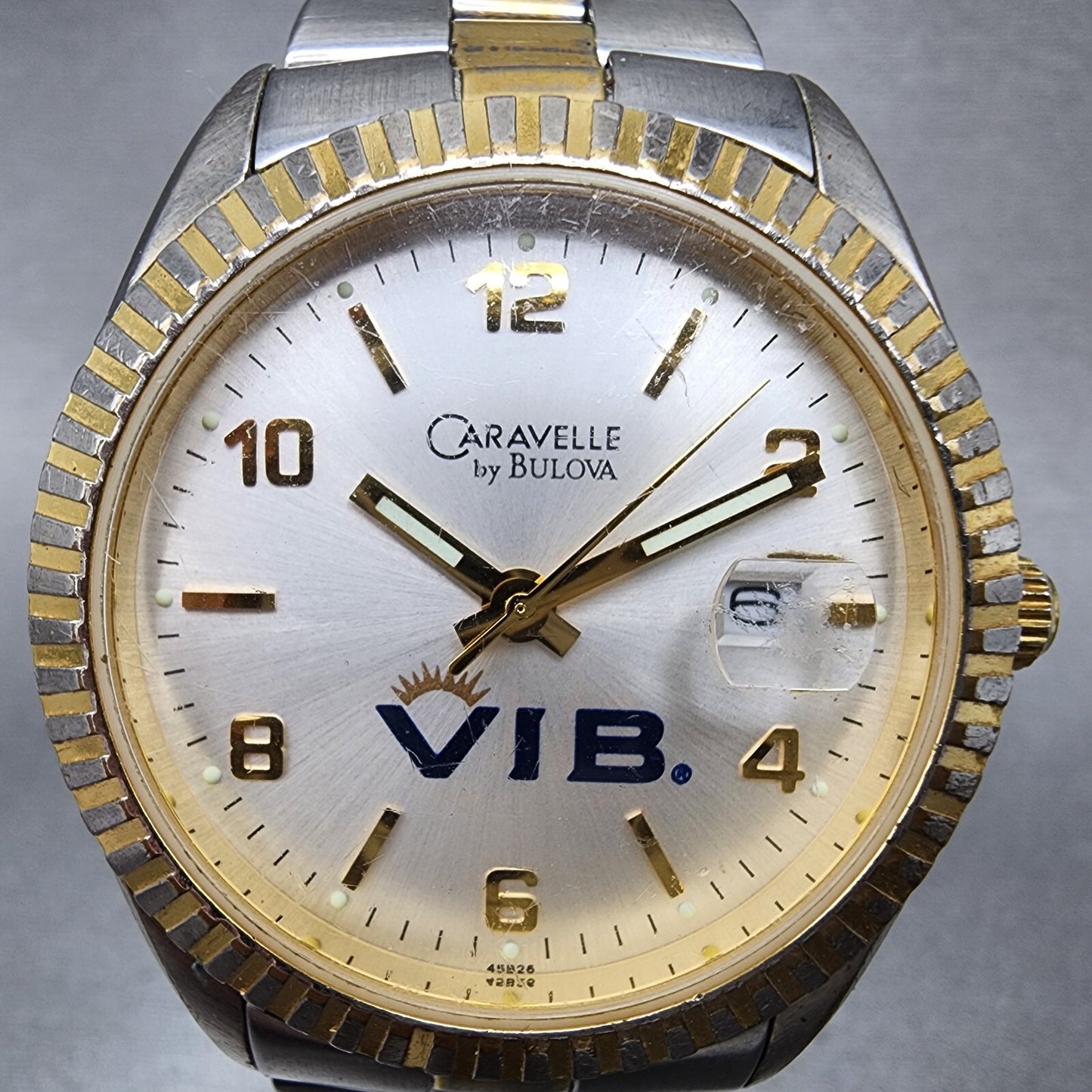 Caravelle Bulova Watch Men 36mm Silver Dial Two Tone Date Round 45B26 New Batt