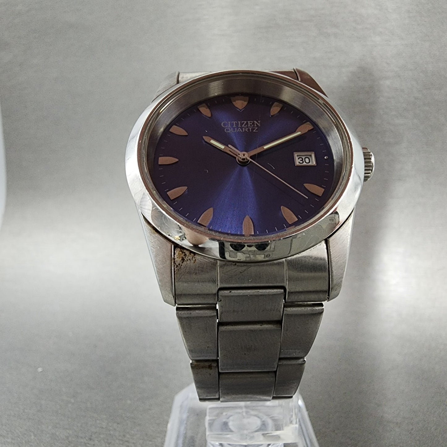 Citizen Watch Men 35mm Blue Dial Silver Tone Date 2510-S027845 New Battery