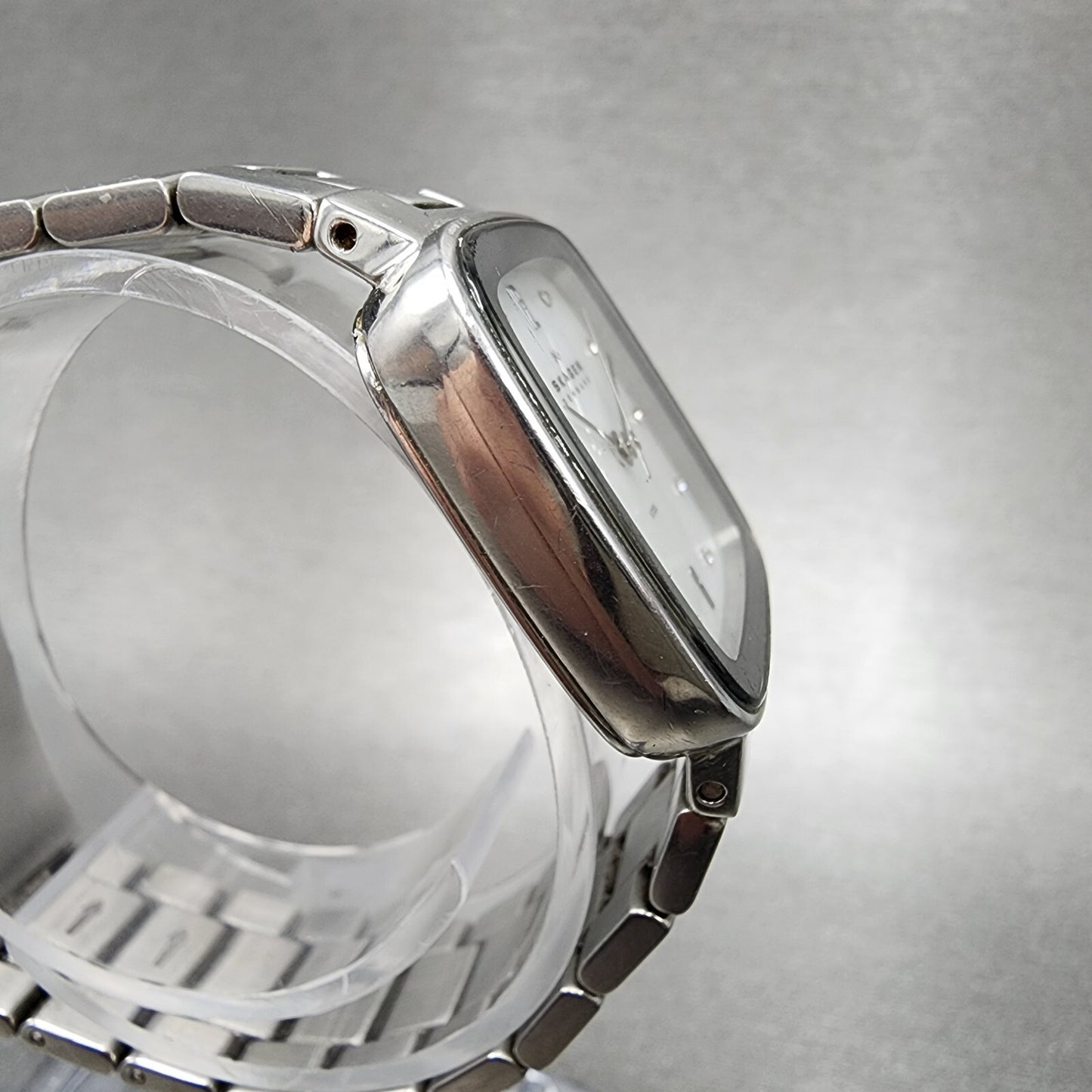 Skagen Steel Watch Women 26mm MOP Dial Silver Tone Rectangle 658SSSX New Batt