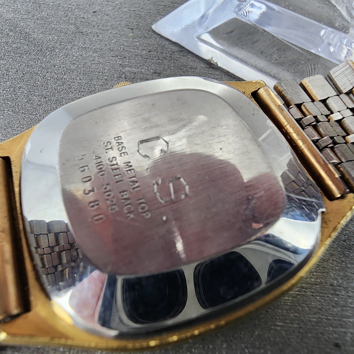 Seiko Tank Watch Men 32mm Brown Dial Gold Tone Rectangle 4100-5029 PARTS