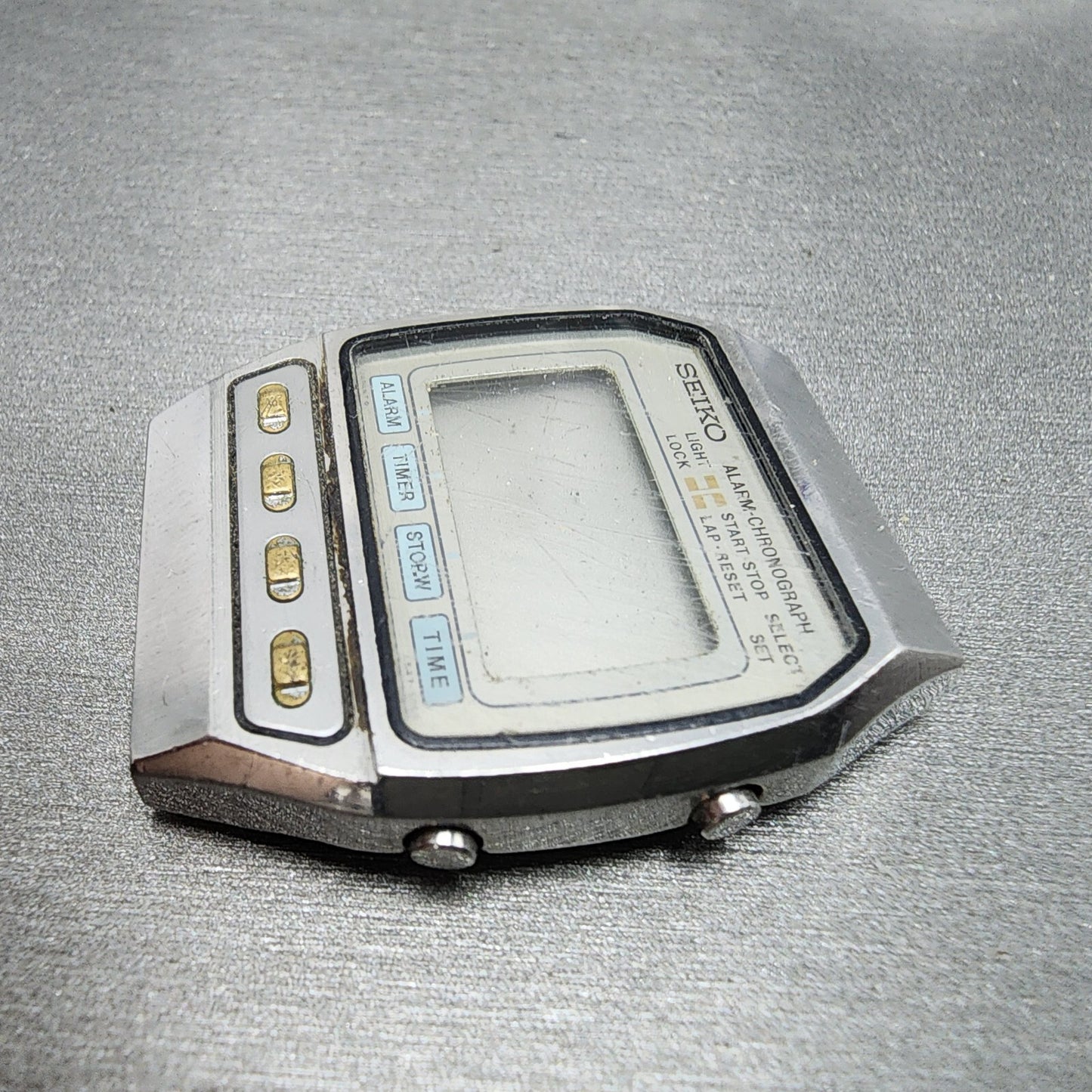 Seiko Digital Watch Men 32mm LCD Silver Tone Alarm Chronograph A547-5040 PARTS